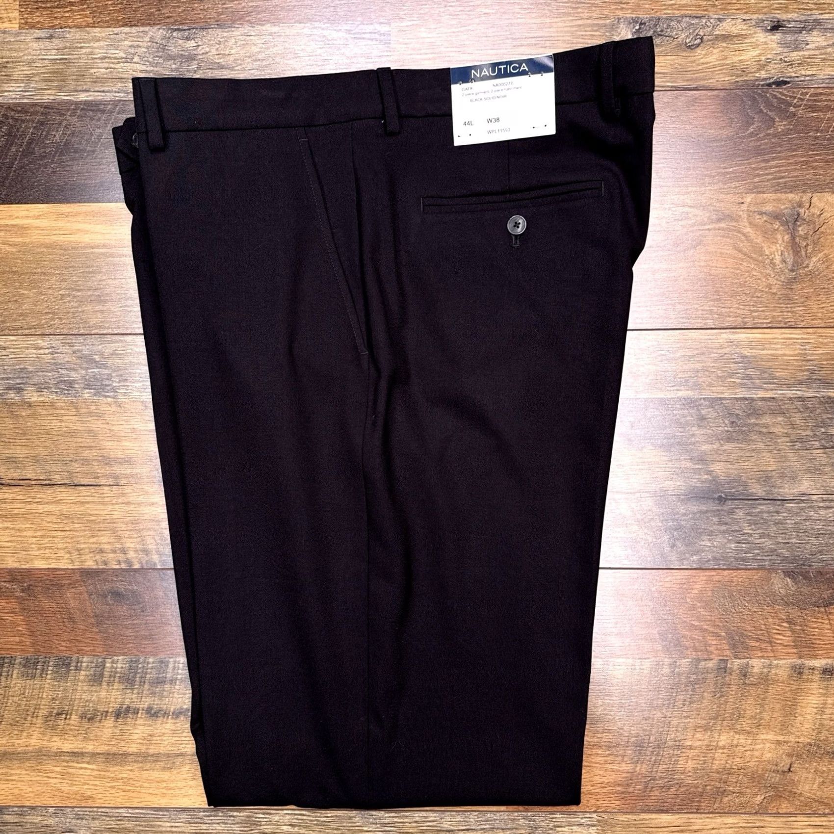 Nautica Nautica Dress Pants Mens 38x32 Black Straight Leg Flat Front Dry Clean Only Regular Fit Wedding Business Formal Pants Size US 38 / EU 54 - 2 Thumbnail