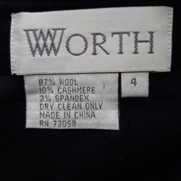 Vintage Vtg Worth Wool Cashmere Pencil Skirt Sz 4 Black Classic Knee Size 27" / US 4 / IT 40 - 2 Thumbnail