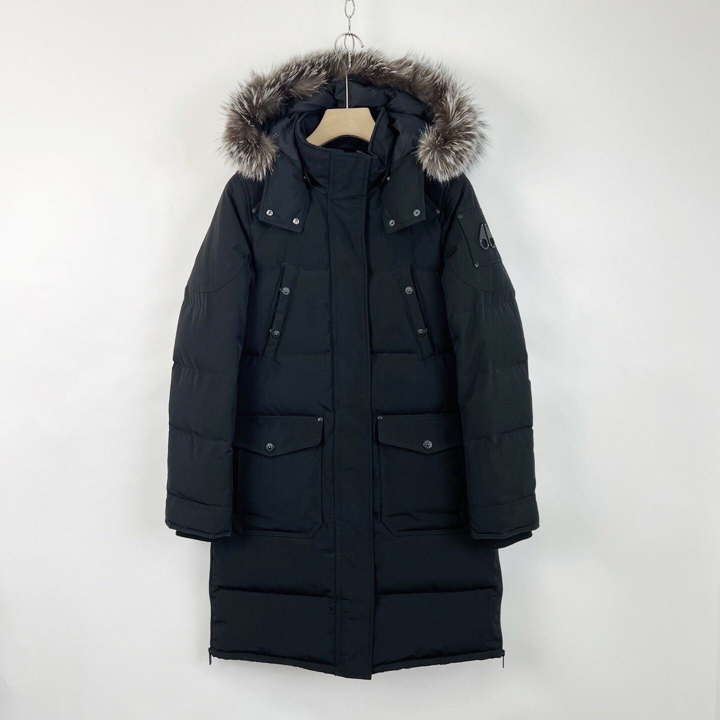 Moose Knuckles Moose Knuckles Black Hooded Mid-Length Down Jacket Size M / US 6-8 / IT 42-44 - 1 Thumbnail