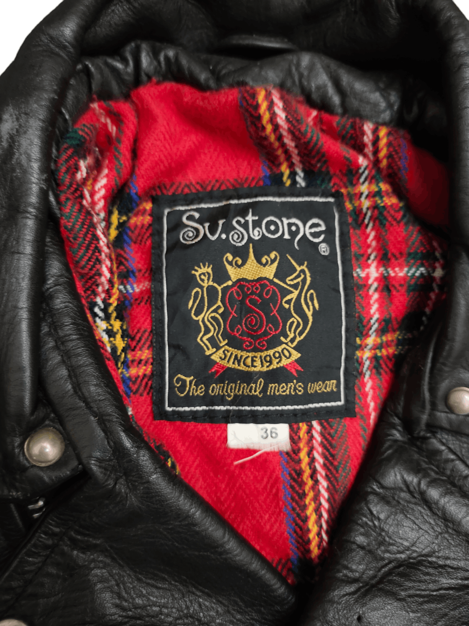 Custom × Leather Jacket × Vintage 90s Sv.Stone Patches