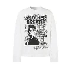 Japanese Brand Horiko x Aoki Loose White Letter Print Long Sleeve T-Shirt Size US M / EU 48-50 / 2 - 5 Thumbnail
