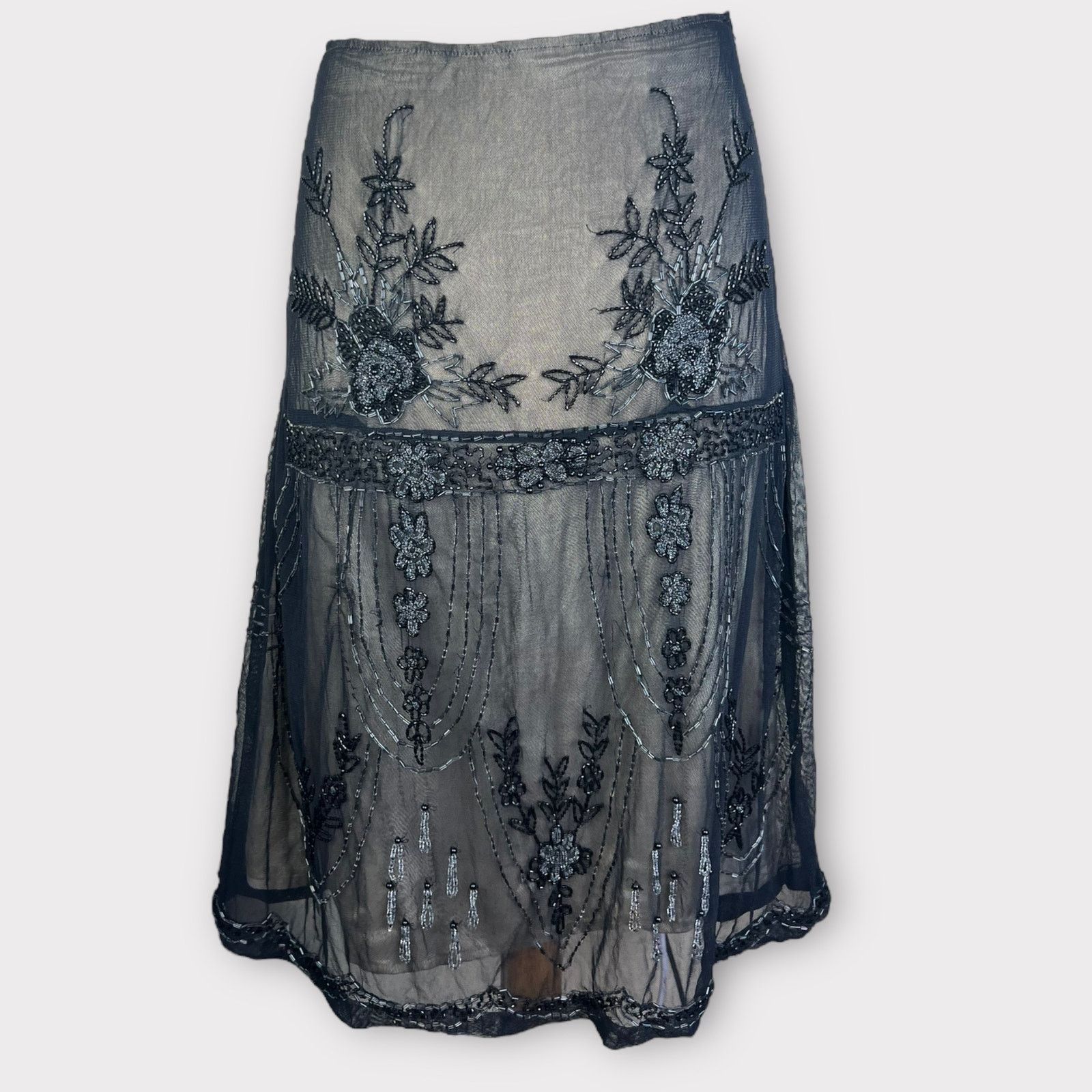 Vintage Heart Moon Star | Vintage Y2K Beaded Black/Gold Skirt | 2 Size 26" / US 2 / IT 38 - 3 Thumbnail