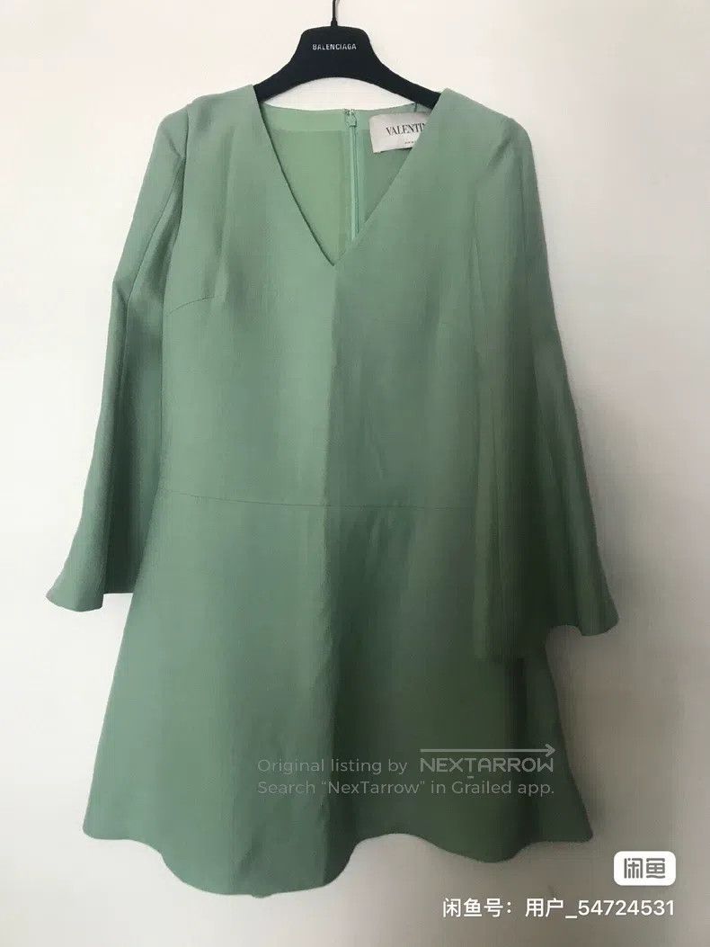 Valentino Valentino Mint green V-neck straight dress Size L / US 10 / IT 46 - 4 Thumbnail
