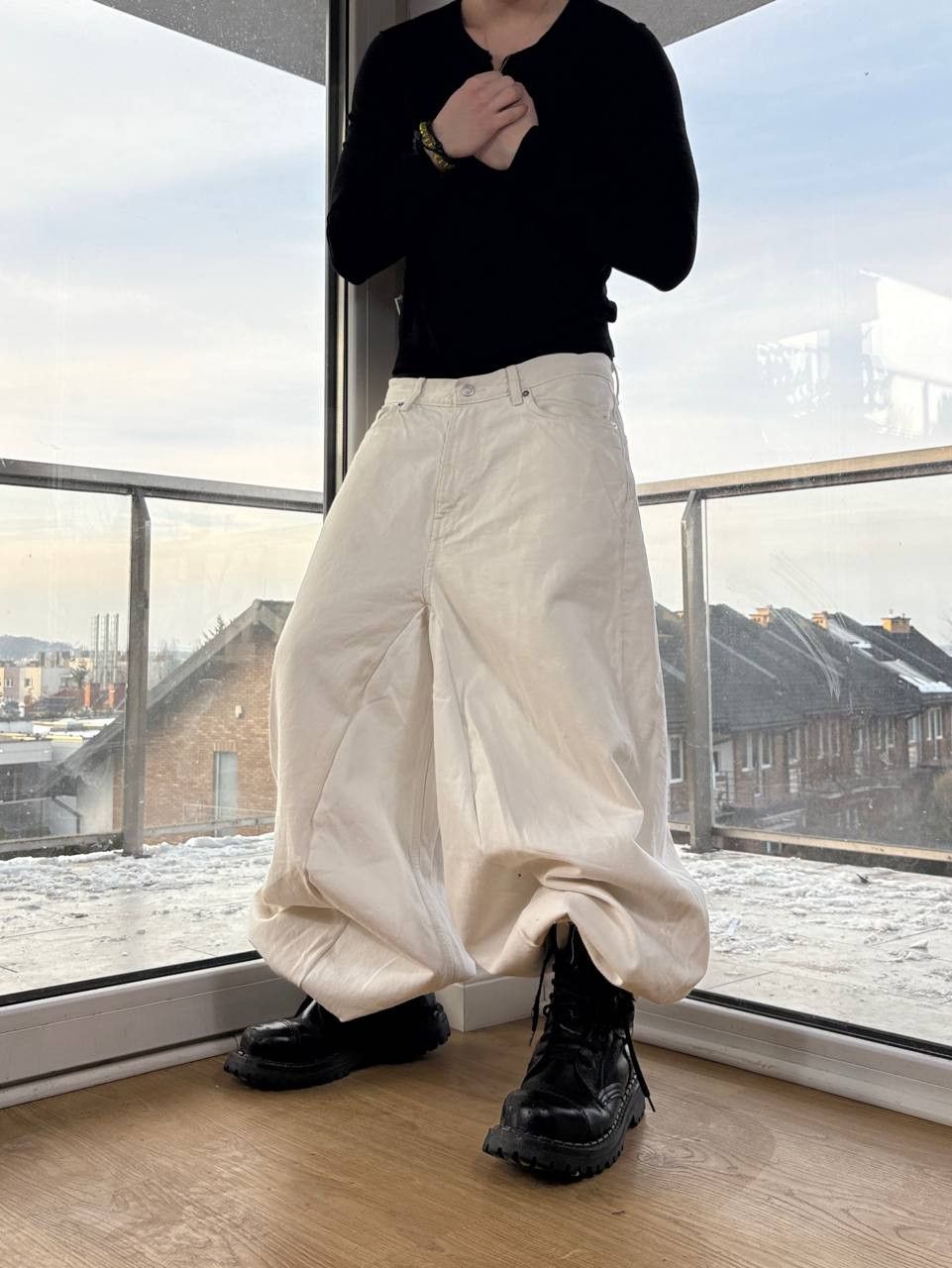 Japanese Brand rare baggy reworked white jeans women Size 30" / US 8 / IT 44 - 4 Thumbnail