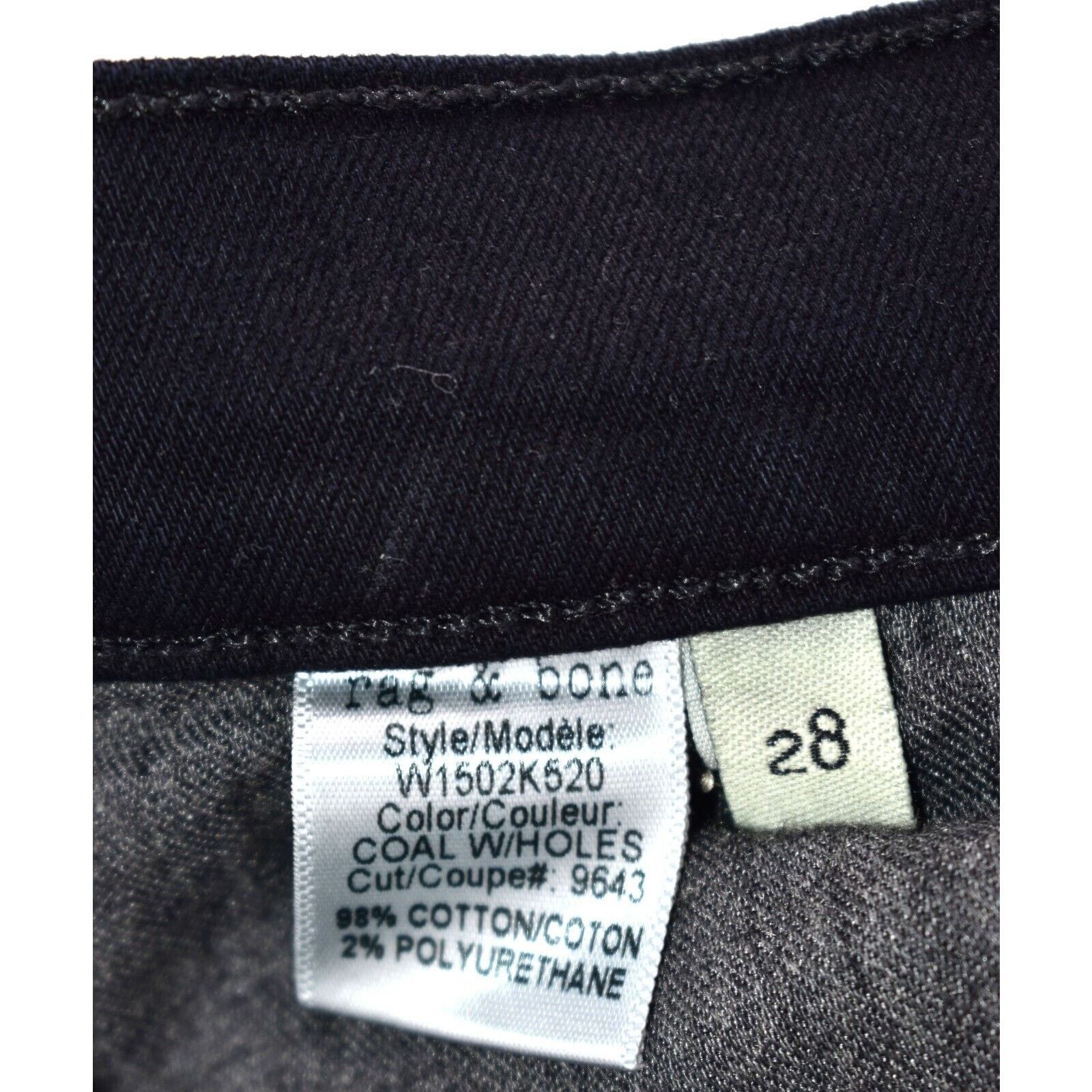 Rag & Bone RAG & BONE Black Ripped Stretch Slim Leg Jeans Size 28 $198 Size 28" / US 6 / IT 42 - 6 Thumbnail