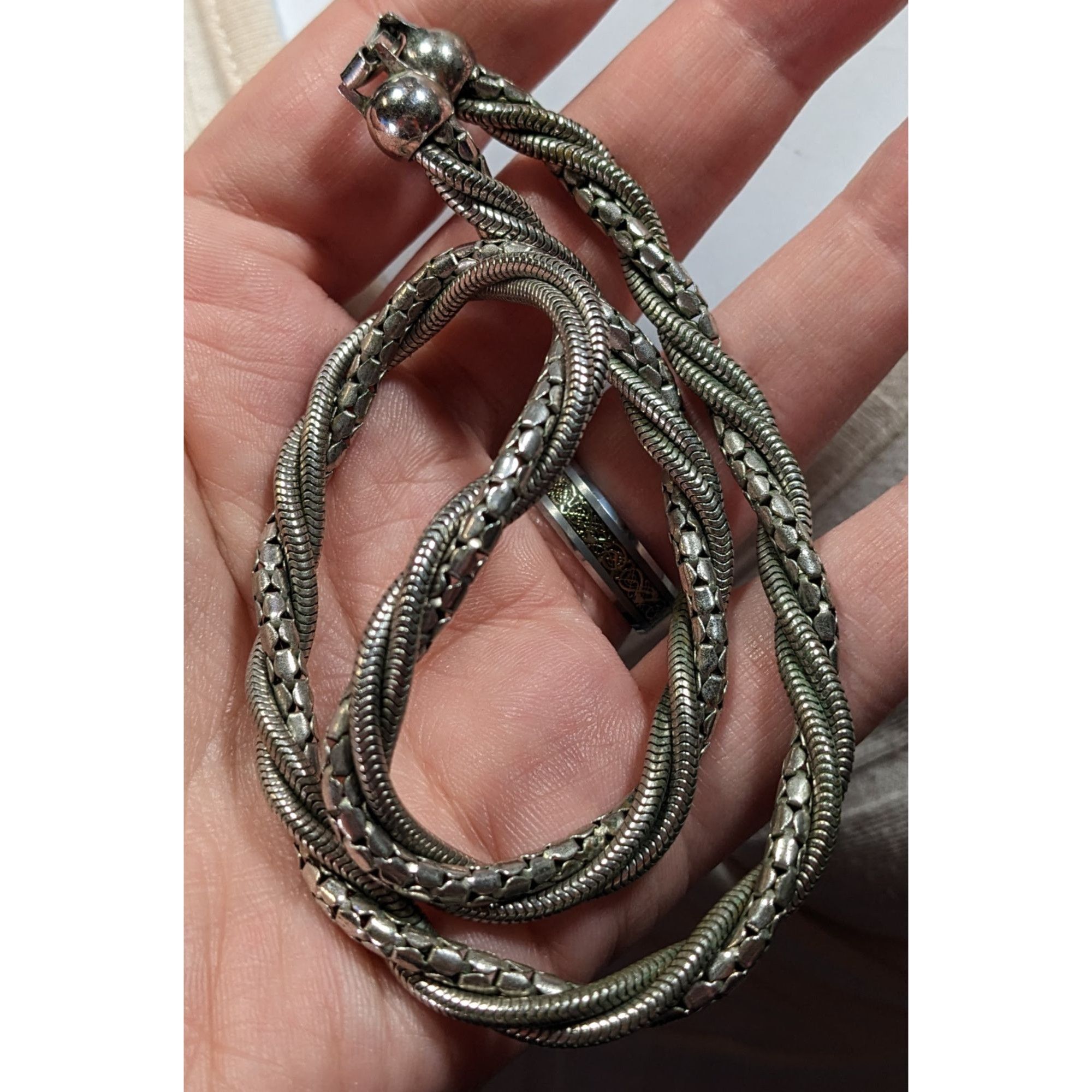 Other Elegant Twisted Multi-Chain Silver Tone Necklace Size ONE SIZE - 5 Thumbnail