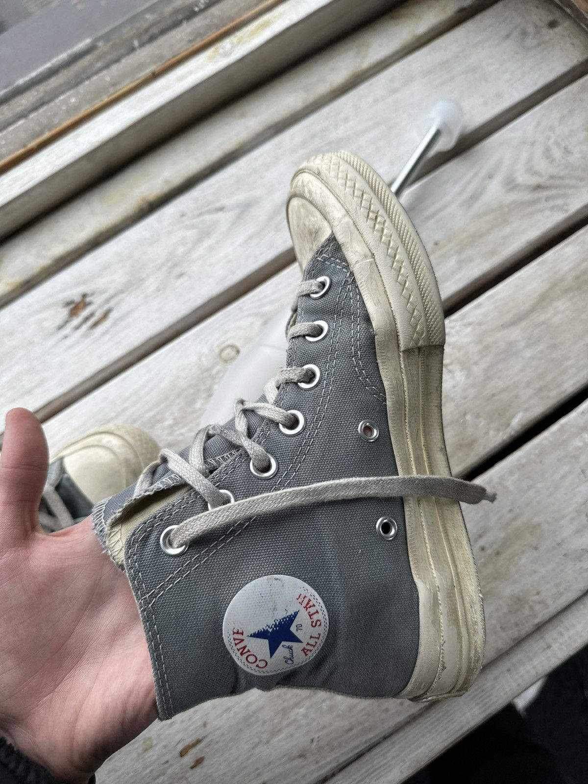 Comme des Garcons × Converse 🚨RARE grey cdg converse BLACK HEART VINTAGE DISTRESS TRUE Size US 6.5 / IT 36.5 - 10 Thumbnail