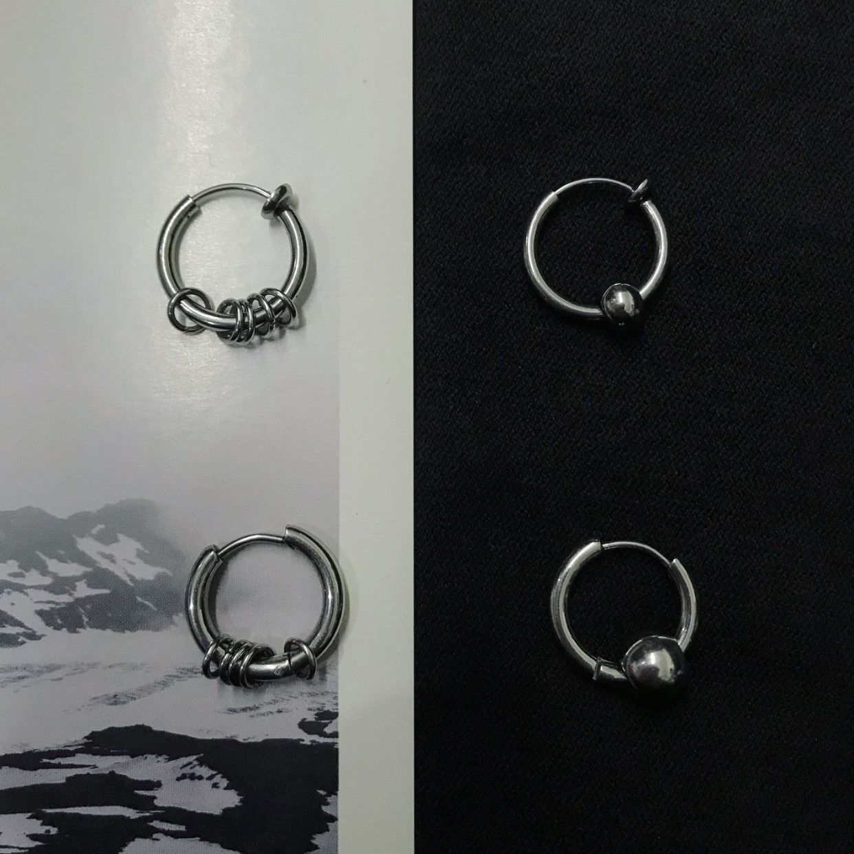 Jewelry × Sterling Silver Retro Earrings One Pairs Chrome Jewelry Size ONE SIZE - 1 Thumbnail
