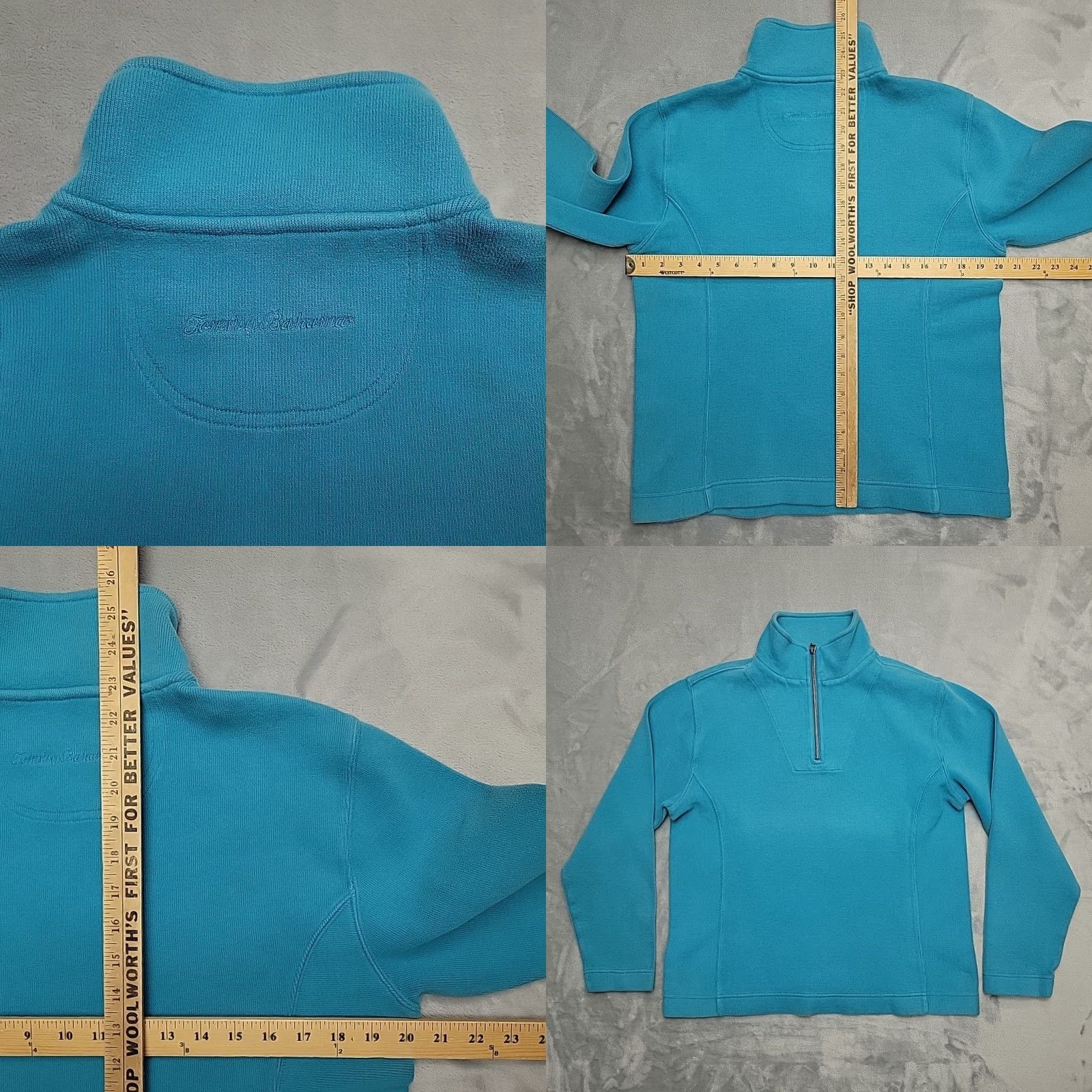 Tommy Bahama Tommy Bahama Sweater Mens M Teal Blue Cotton Stretch Blend Long Sleeve 1/4 Zip Size US M / EU 48-50 / 2 - 8 Thumbnail