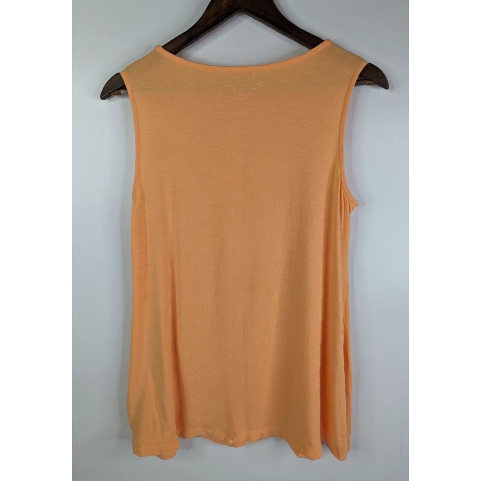 Soft Surroundings Soft Surroundings Top Womens Small Orange Knit Peekaboo Sleeveless Tee Model Tank Jersey Modal Round Neck Casual Tunic Size S Size S / US 4 / IT 40 - 3 Thumbnail