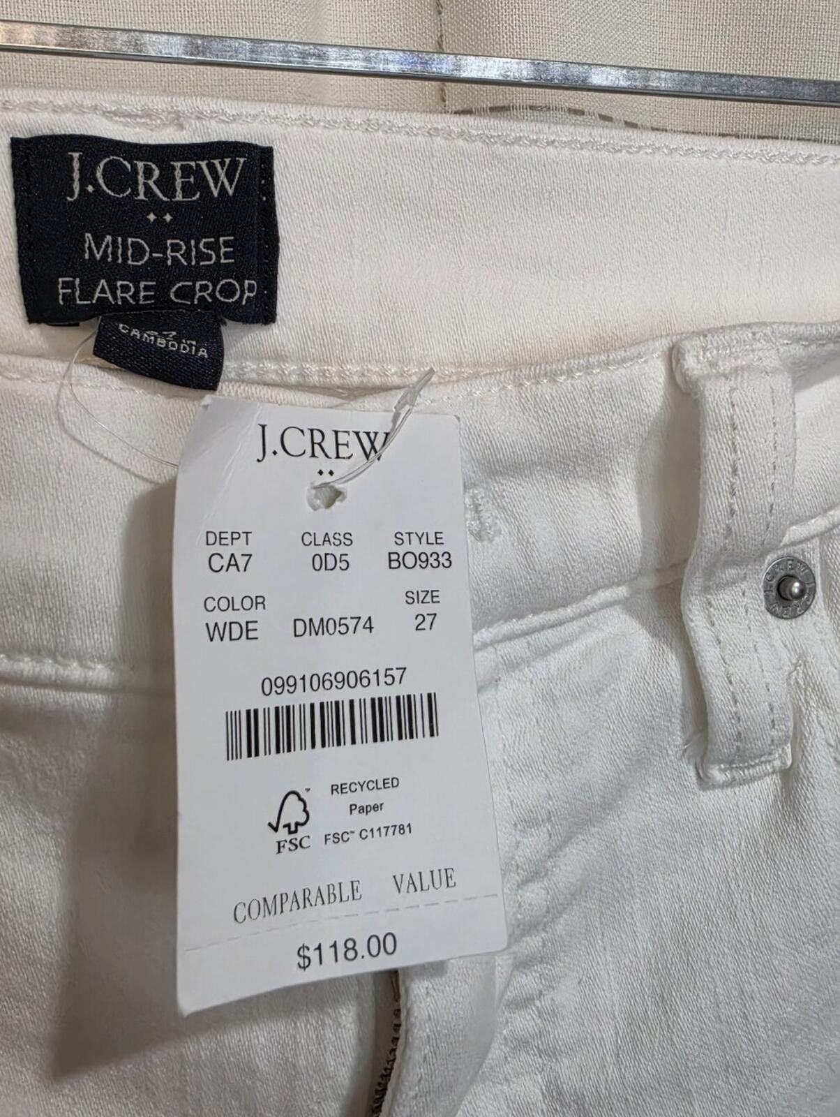 J.Crew J Crew Flare crop white jean in signature stretch- 27 Size 27" / US 4 / IT 40 - 4 Thumbnail