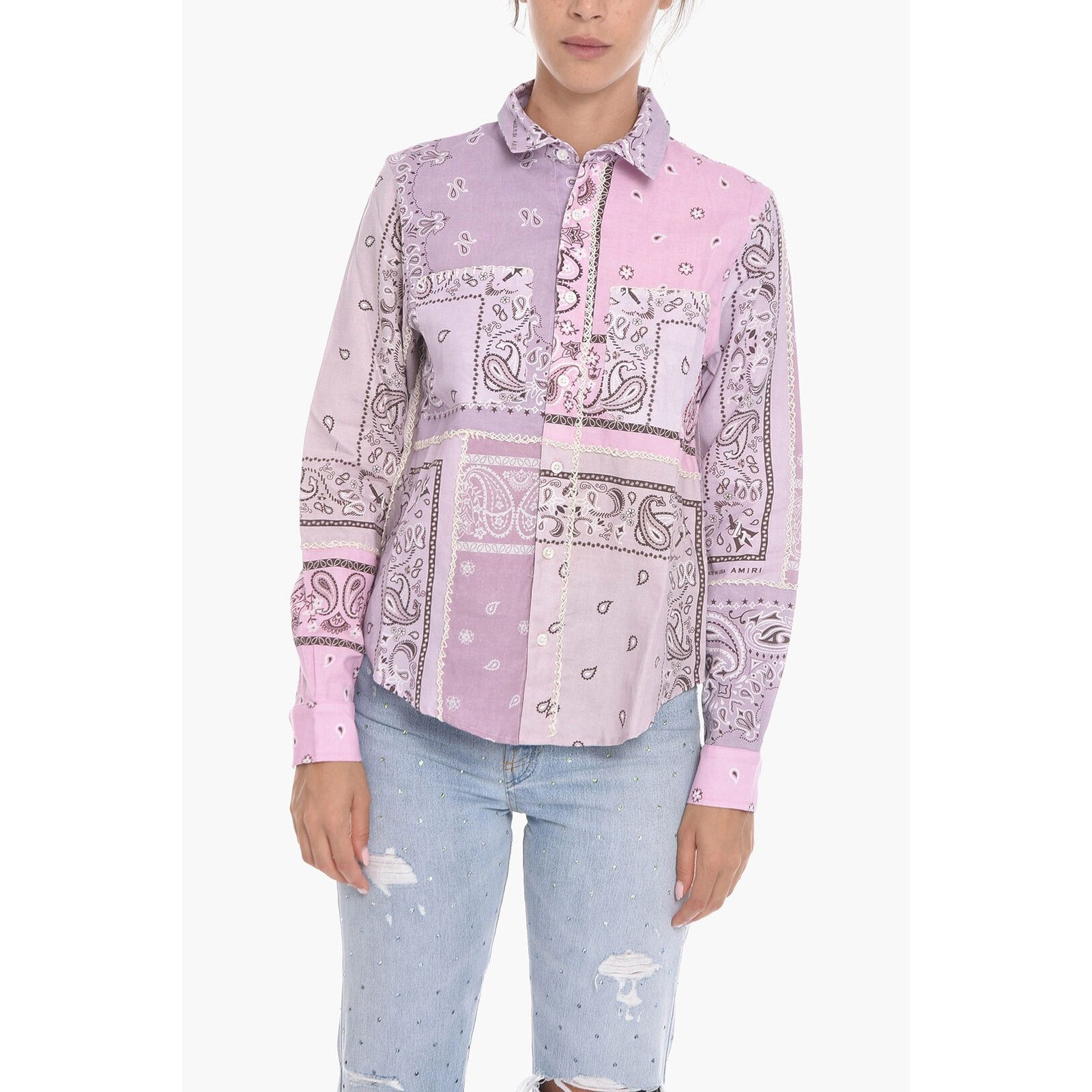 Amiri NWT Amiri Lavender Bandana Reconstructed Flannel Shirt XL | Grailed