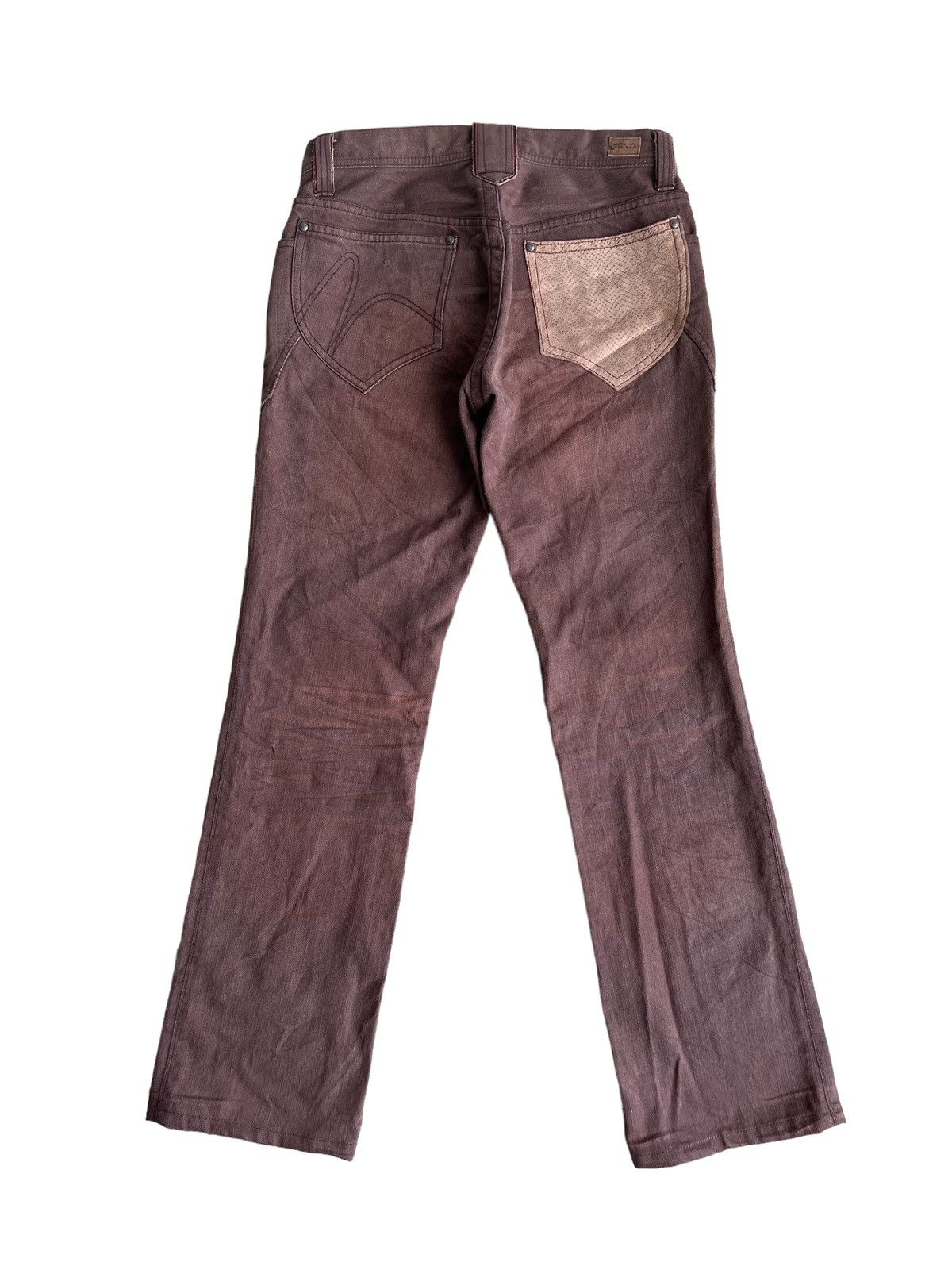If Six Was Nine 1990s Nicole Clubs 🇯🇵 Leather Guns Pockets Flare Denim Size US 32 / EU 48 - 3 Thumbnail