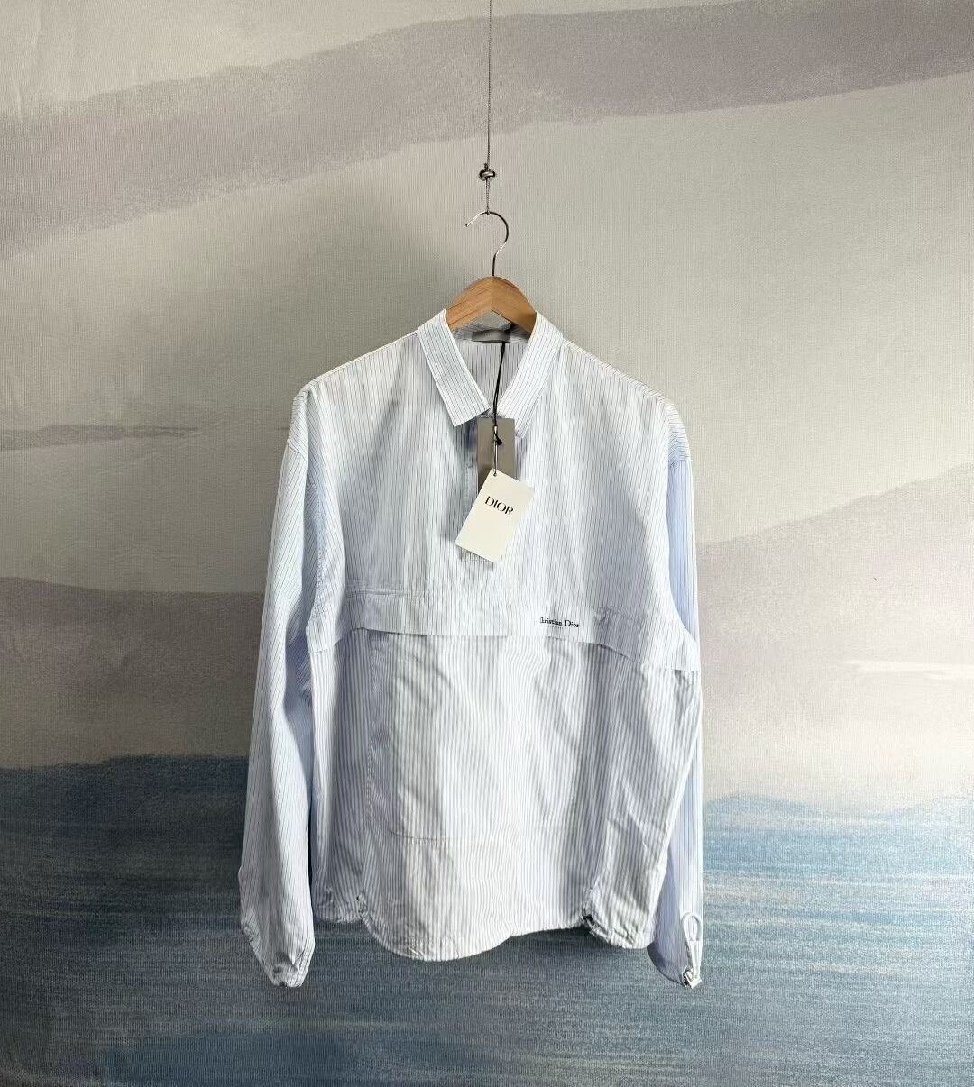 Dior Dior Blue White Striped Half-Zip Shirt Jacket Size US L / EU 52-54 / 3 - 1 Thumbnail