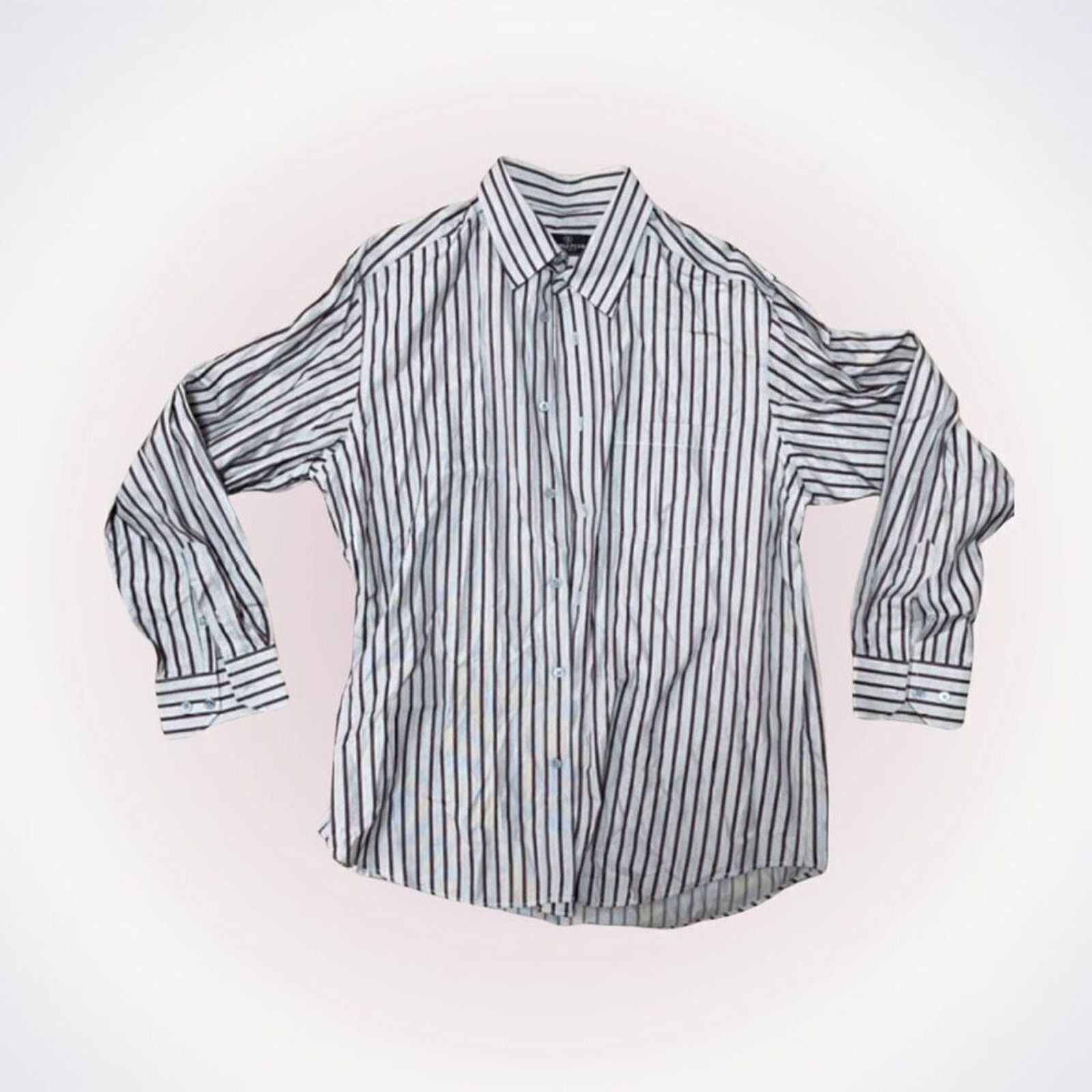 BUGATCHI Bugatchi Gray and Red Striped Button-Front Shirt | Sz XL Size US XL / EU 56 / 4 - 1 Thumbnail