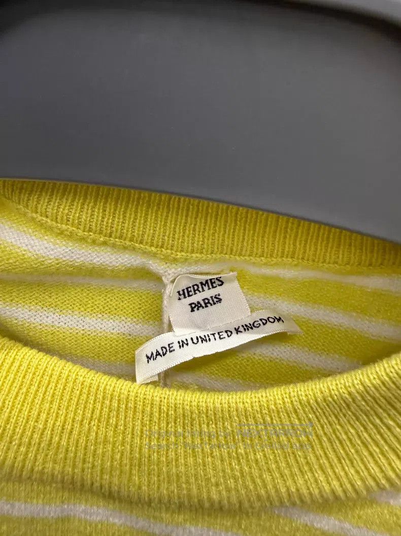 Hermes Hermes Striped Jacquard Goat Cashmere Short Sleeve - Cashm Size XS / US 0-2 / IT 36-38 - 3 Thumbnail