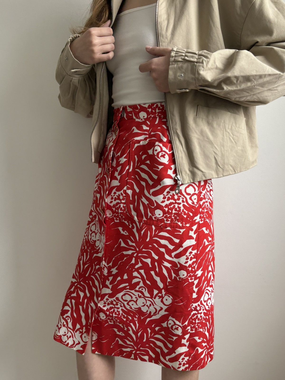 Yves Saint Laurent Yves Saint Laurent Rive Gauche S/S 1994 Pencil Skirt Red M Size 27" / US 4 / IT 40 - 4 Thumbnail