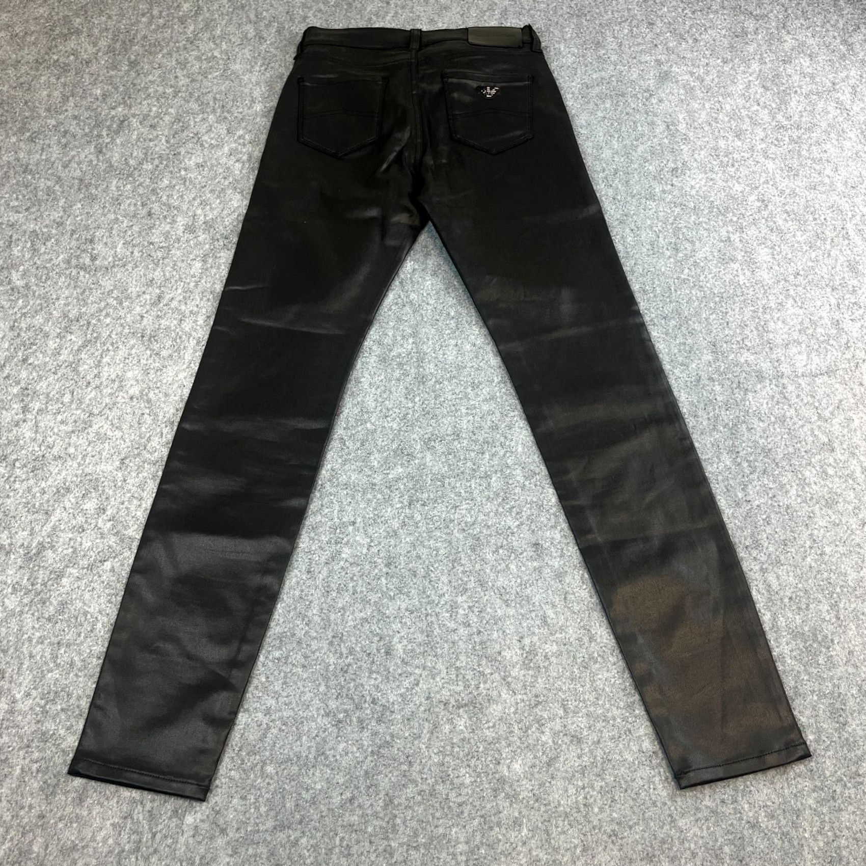 Emporio Armani Emporio Armani Womens Trousers Pants Skinny 27 30 UK 8 Black Coated Stretch Pants Sk Size 30" / US 8 / IT 44 - 2 Thumbnail