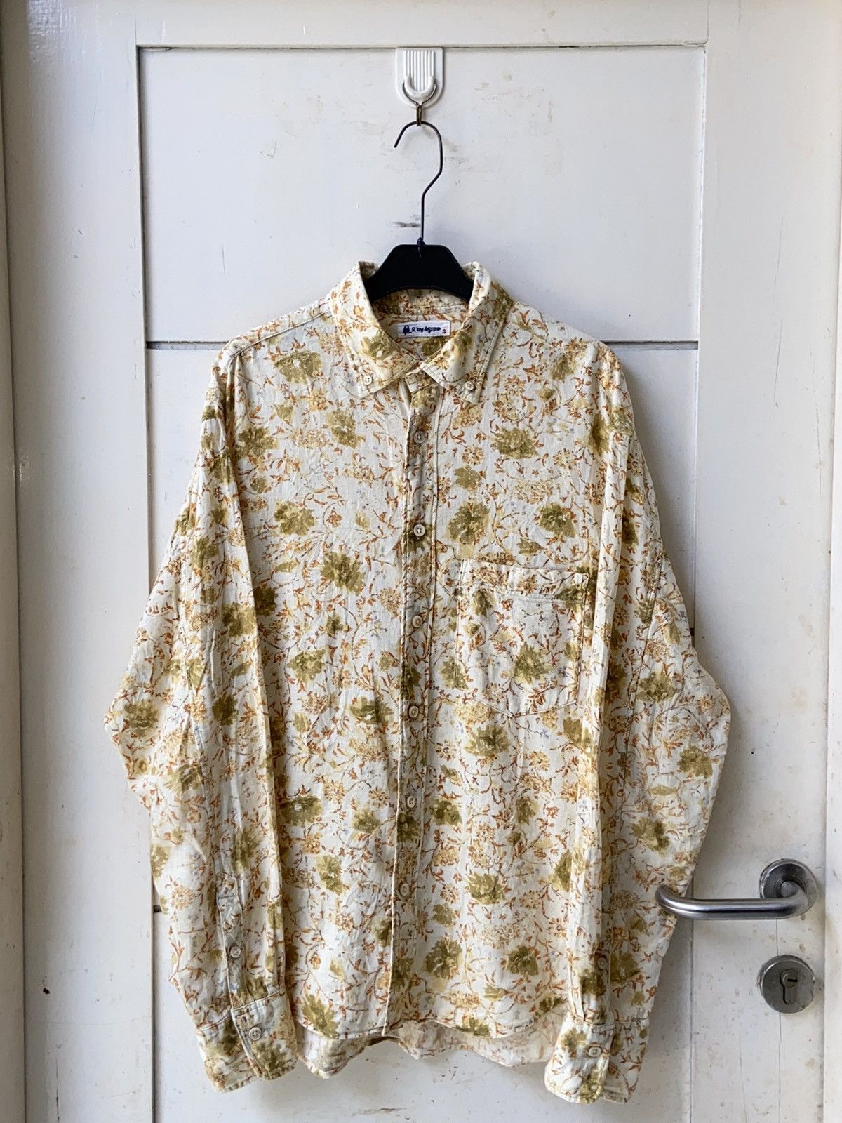 image of By 45Rpm Flower Shirt in Yellow, Men's (Size Large)