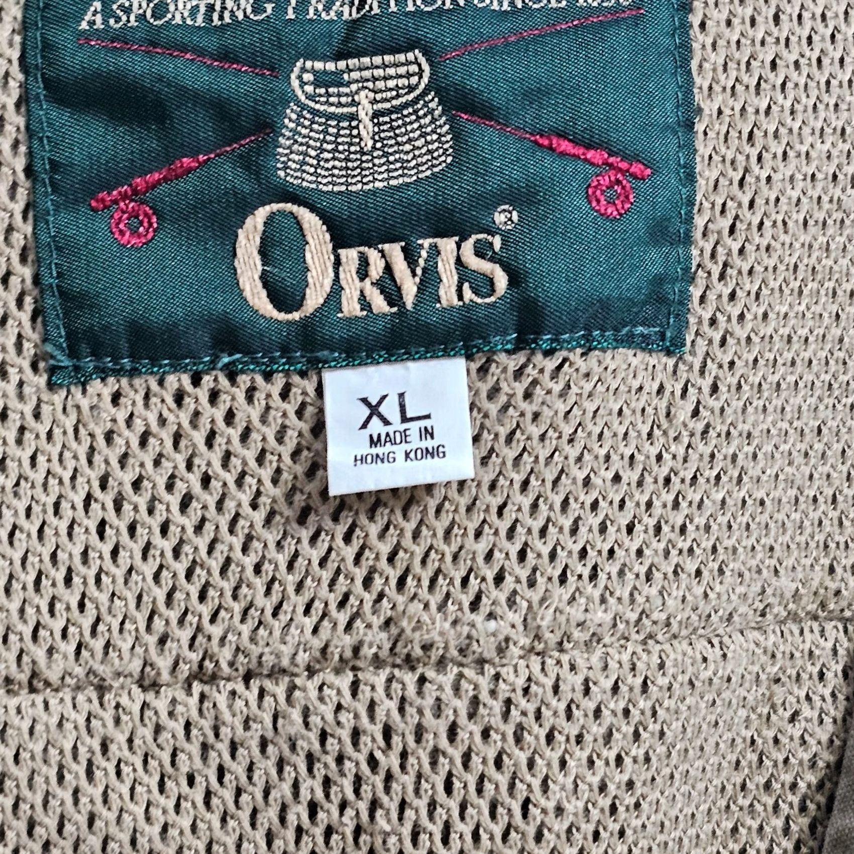 Orvis VINTAGE Orvis Vest Mens XL Beige Canvas Fishing Pockets Zip V Neck Photography Size US XL / EU 56 / 4 - 3 Thumbnail