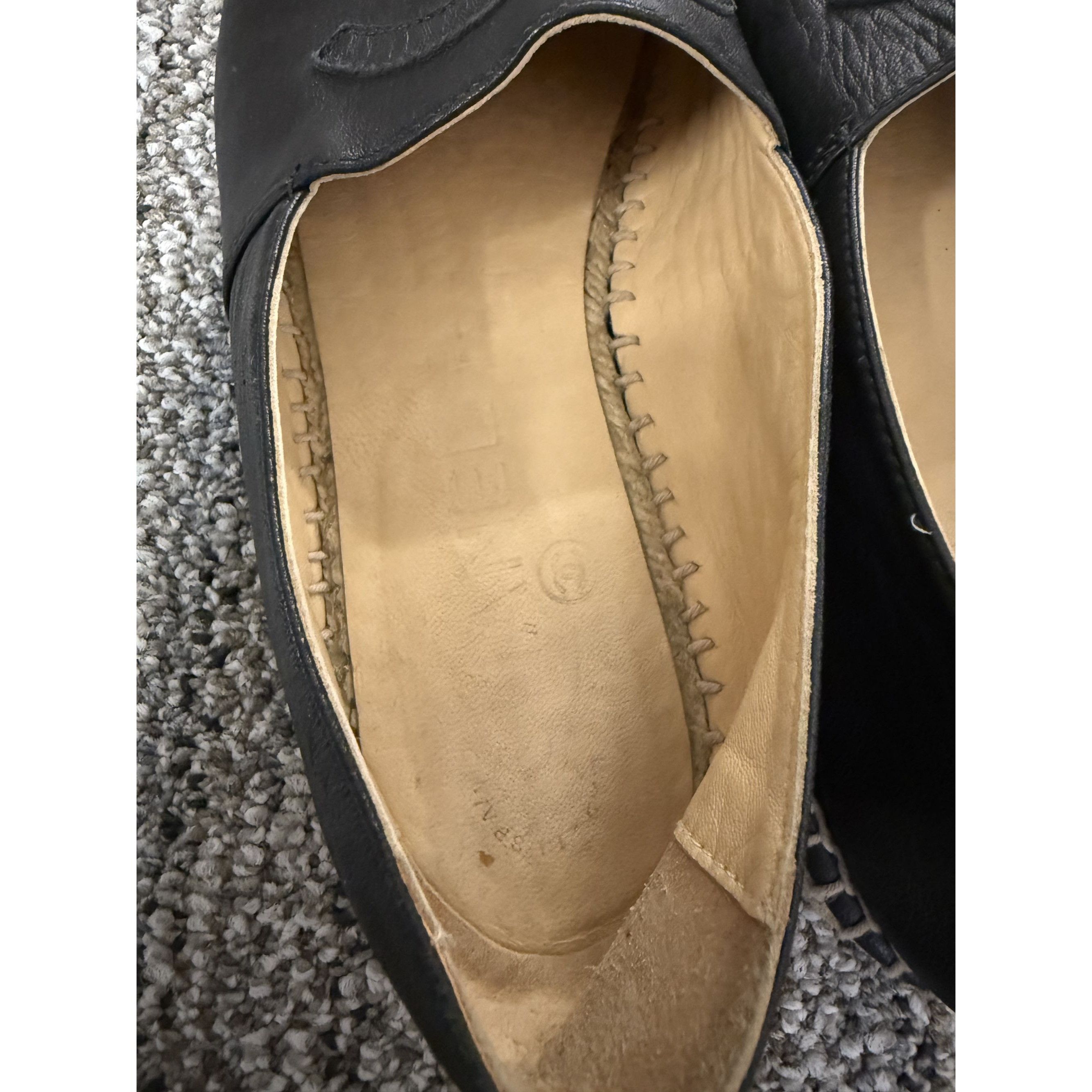 Chanel Chanel Black Leather Espadrilles Woven Sole Slip-On Shoes Wo Size US 8 / IT 38 - 5 Thumbnail