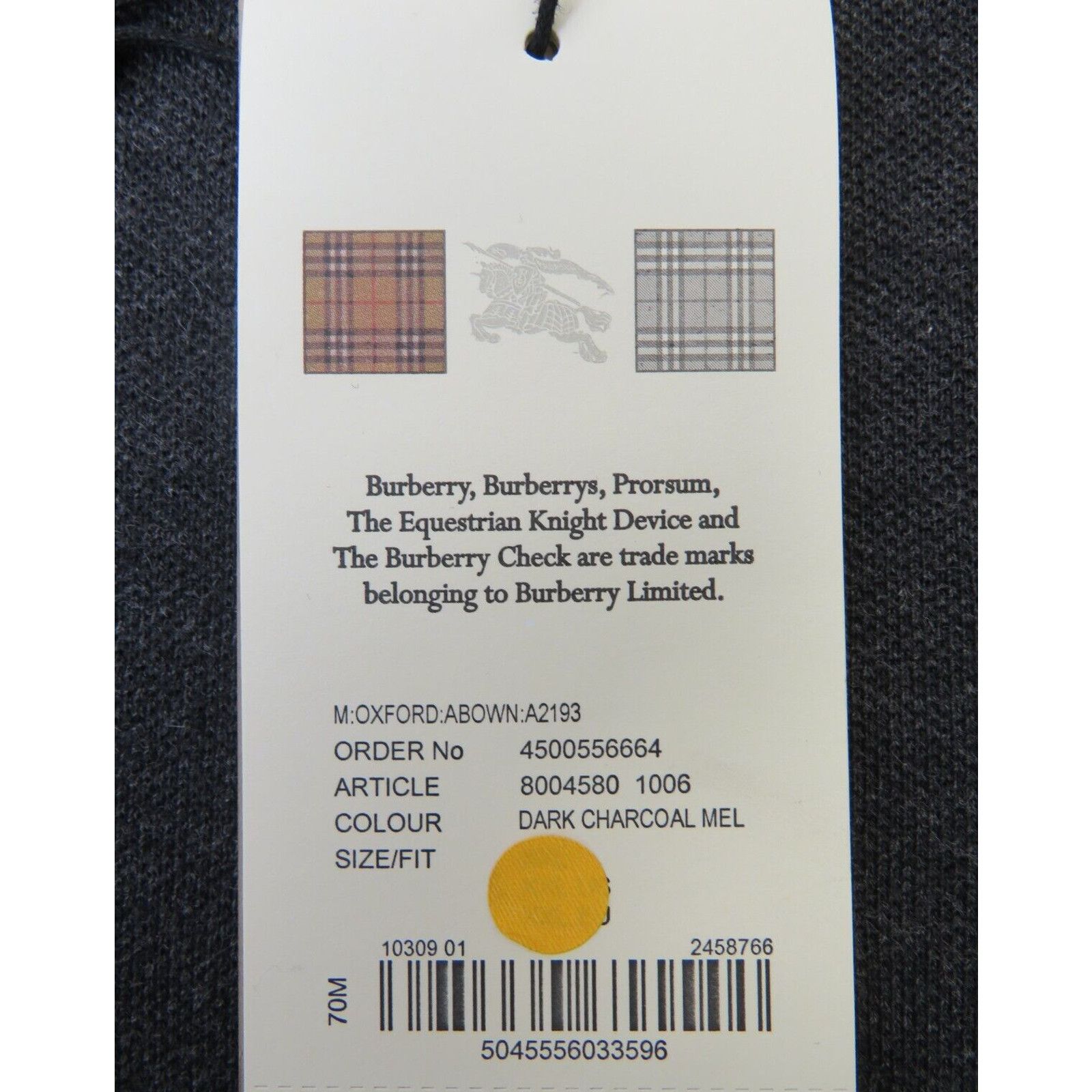 Burberry BURBERRY OXFORD DARK GRAY COTTON CHECK LOGO SLEEVE SHIRT S Size US S / EU 44-46 / 1 - 12 Thumbnail