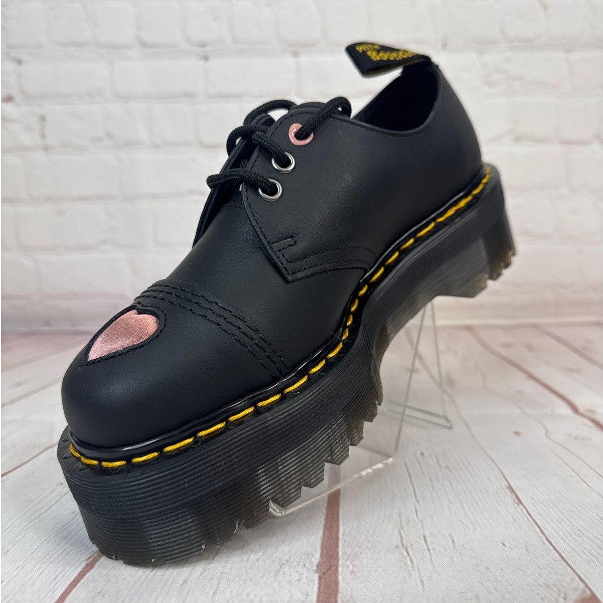 Dr. Martens 1461 Lace Up Quad Heart Leather Platform Shoes