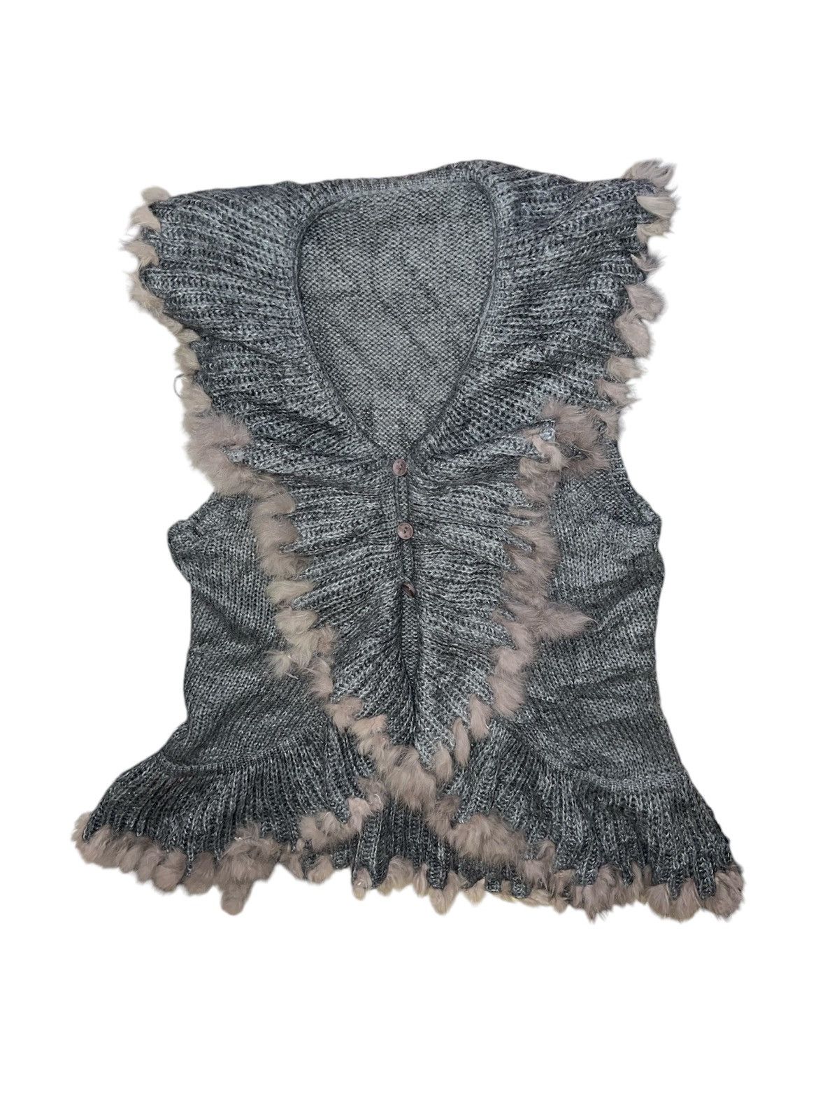 Japanese Brand Fairy grunge grey knit fur ruffle 🪶➕ Size M / US 6-8 / IT 42-44 - 2 Thumbnail
