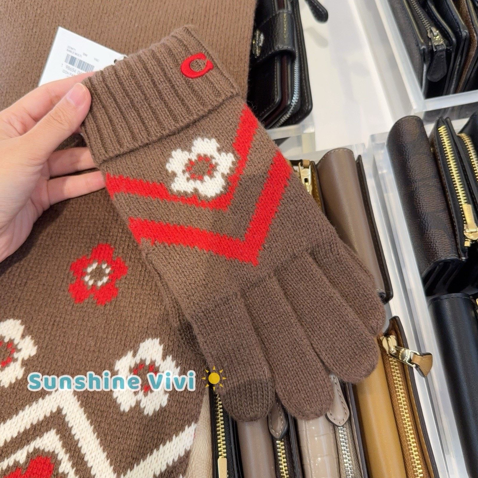 Coach NWT Bundle Coach Knit Muffler CCW05 & Gloves CCW71 Sable Size ONE SIZE - 11 Thumbnail