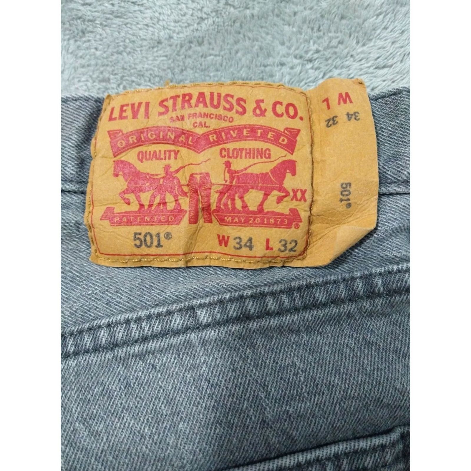Levi's Levi's 501 XX Jeans Mens 34x32 Gray Denim Button Fly Straight Regular Fit Jeans Size US 34 / EU 50 - 7 Thumbnail