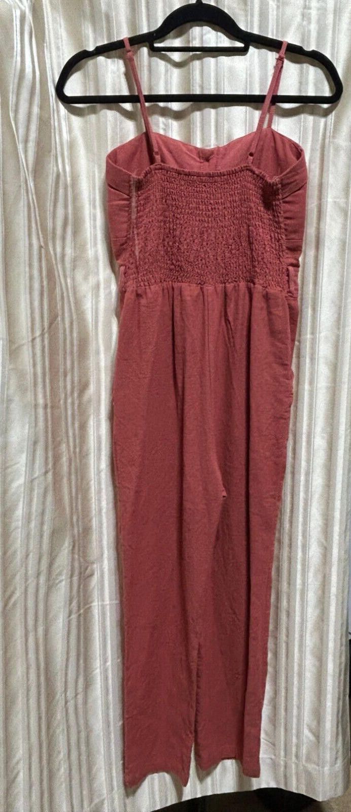 Designer Mind Code Rust Button-Front Jumpsuit with Pockets - Size S Size 28" / US 6 / IT 42 - 3 Thumbnail