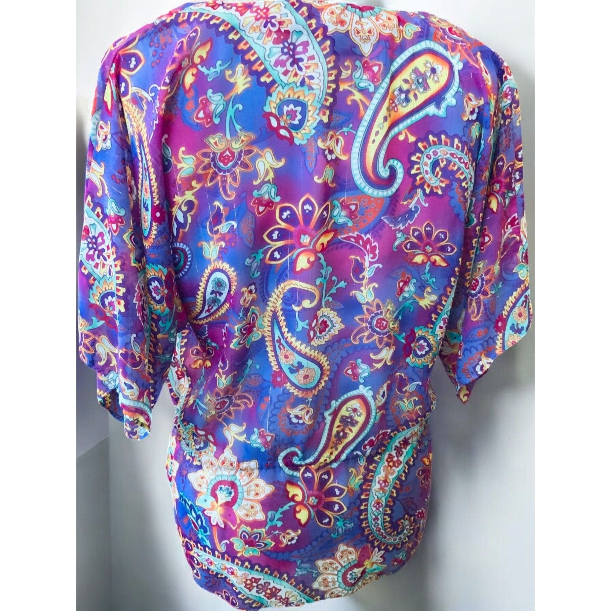 Chaps Ralph Lauren Chaps Petite Womens Paisley Wrap Top PM Size M / US 6-8 / IT 42-44 - 3 Thumbnail