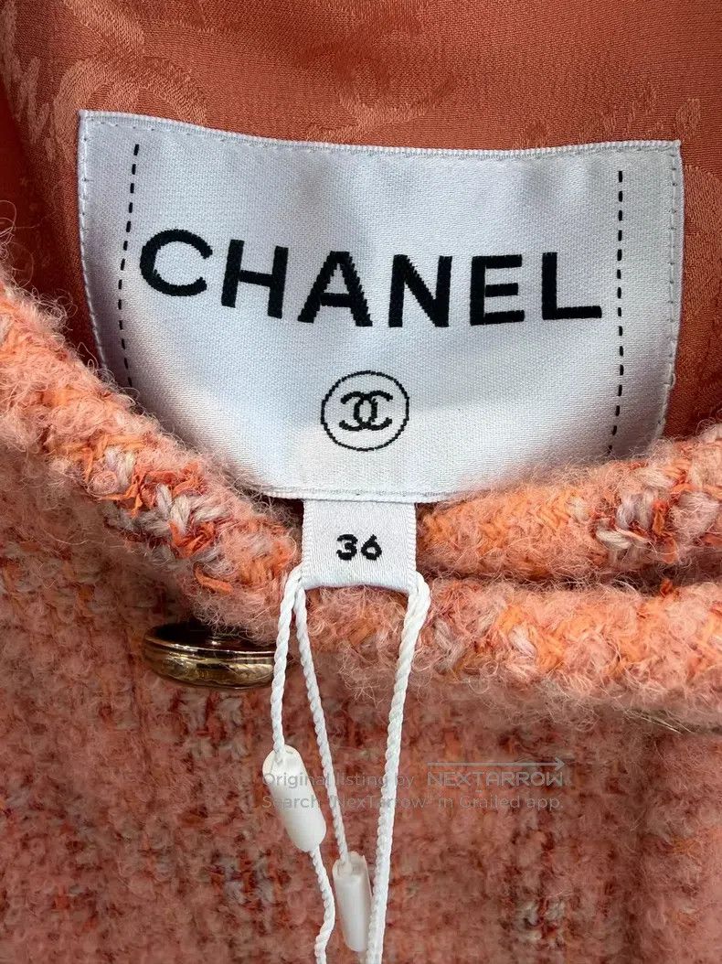 Chanel Chanel Salmon-coloured orange-pink tweed double-breasted j Size XS / US 0-2 / IT 36-38 - 4 Thumbnail