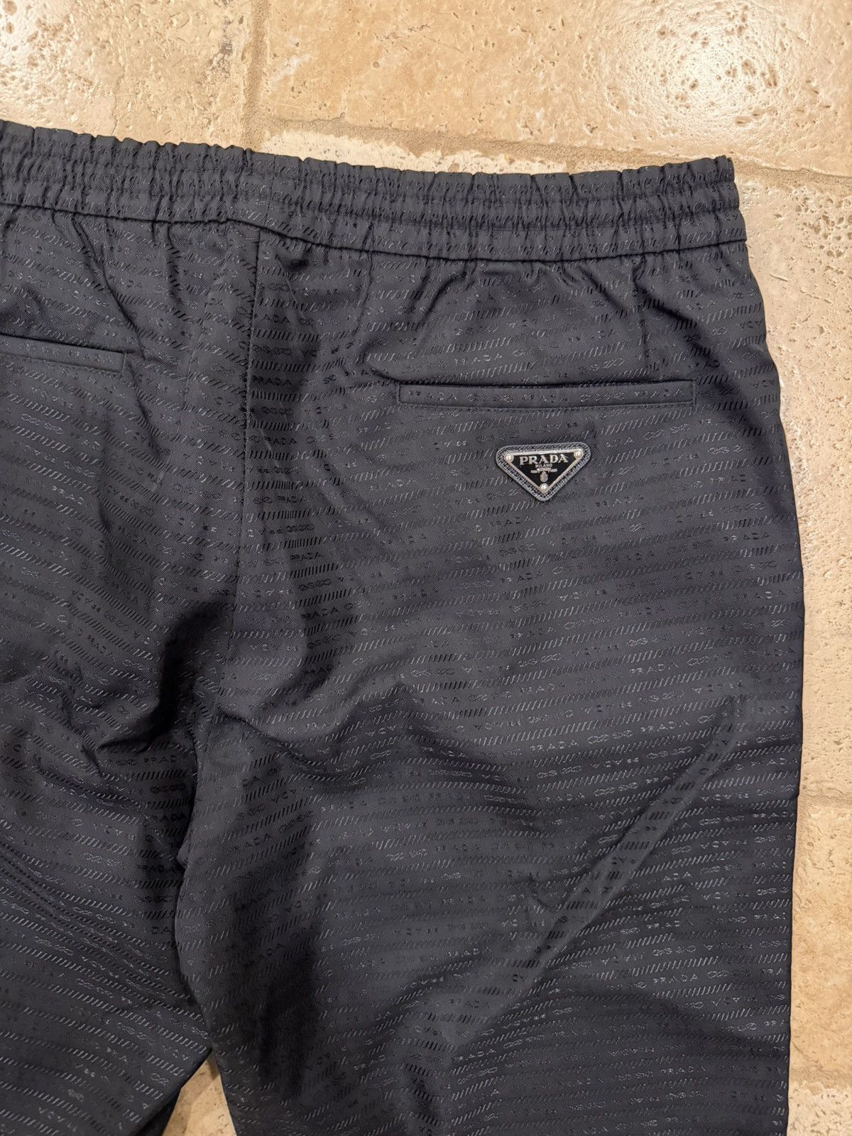 Prada Prada Re-Nylon Tonal Logo Print Monogram Black Track Pants Size US 36 / EU 52 - 9 Thumbnail
