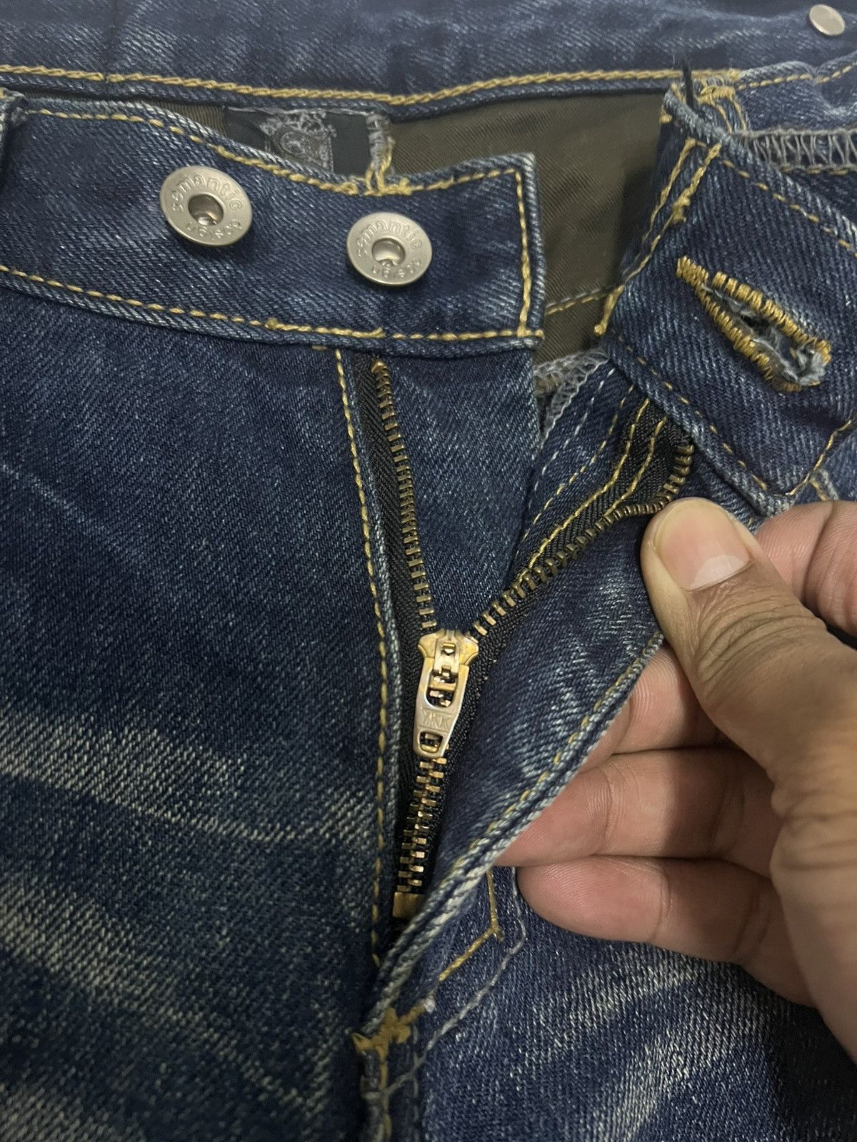 14th Addiction × Japanese Brand × semanticdesign SEMANTIC DESIGN DENIM FLARE JEANS LEATHER TRIMMED Size US 33 - 9 Thumbnail