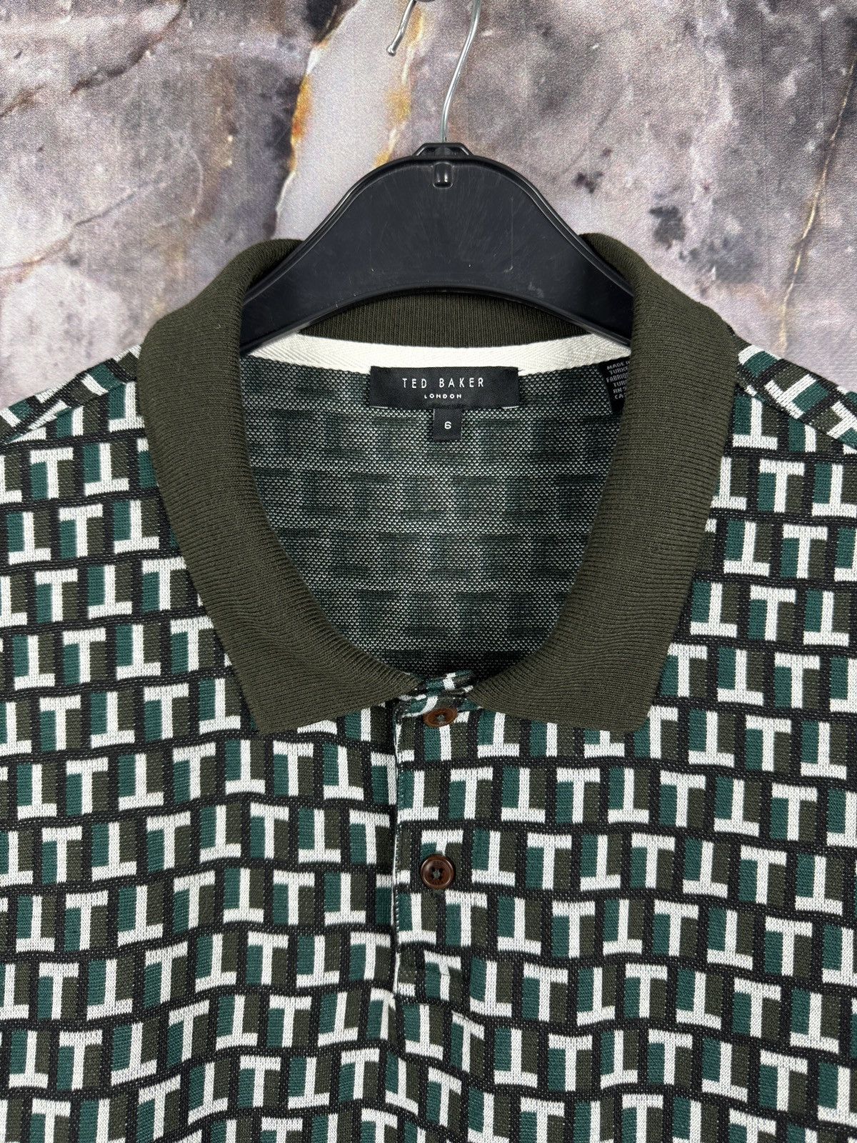 Ted Baker Ted Baker Geometric All-Over Print Polo Shirt Short Sleeve Size US XXL / EU 58 / 5 - 5 Thumbnail