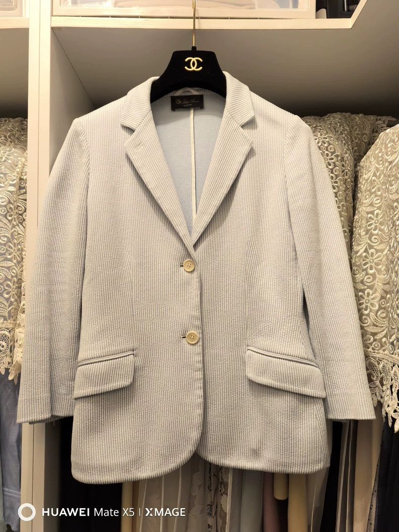 Loro Piana LORO PIANA Blue and white striped suit-style casual jacket Size S / US 4 / IT 40 - 1 Thumbnail