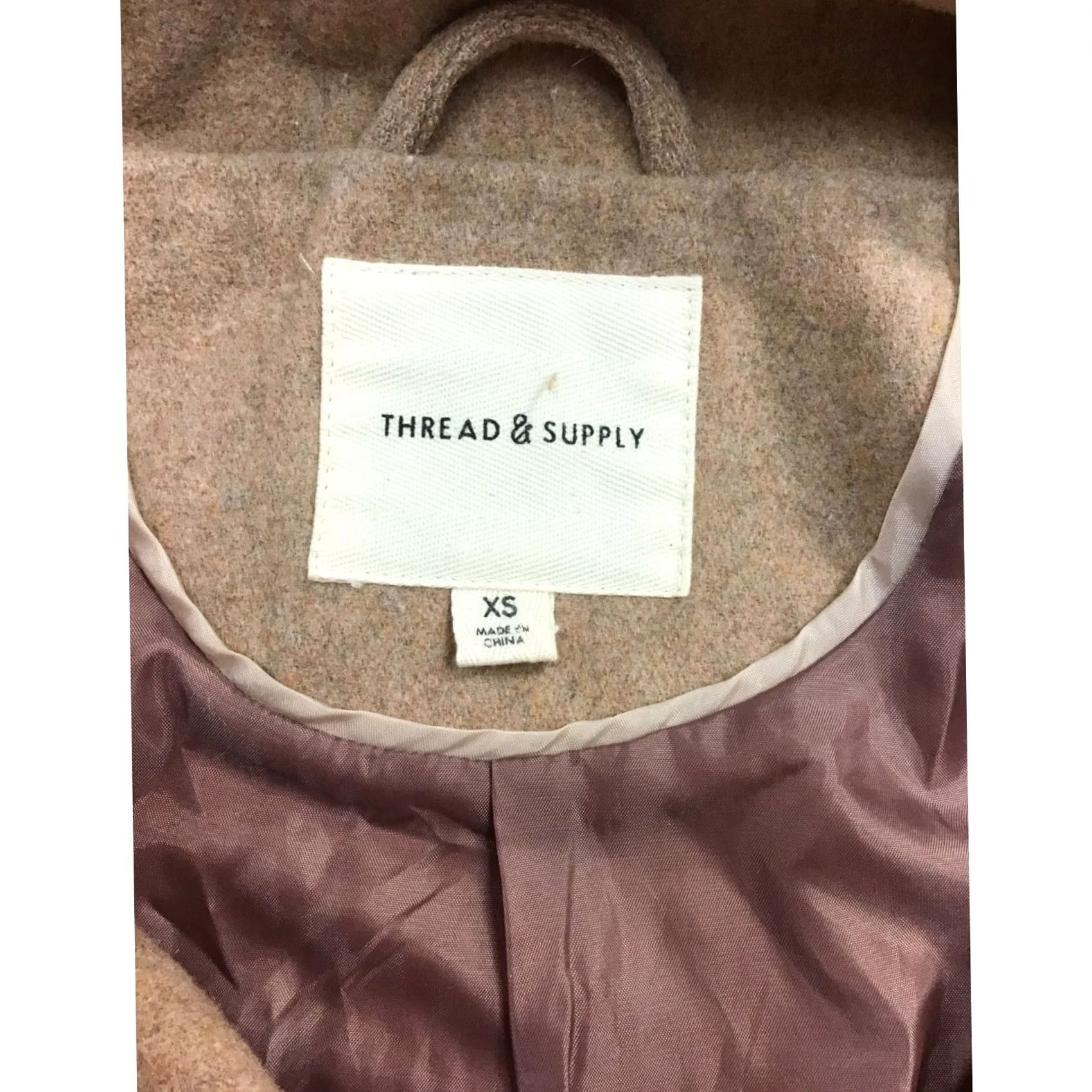 Vintage VINTAGE Women Dress Coat Thread & Supply XS Tan Quilted Coat Womens X-Small - 65% Polyester 35% Wool Size XL / US 12-14 / IT 48-50 - 3 Thumbnail