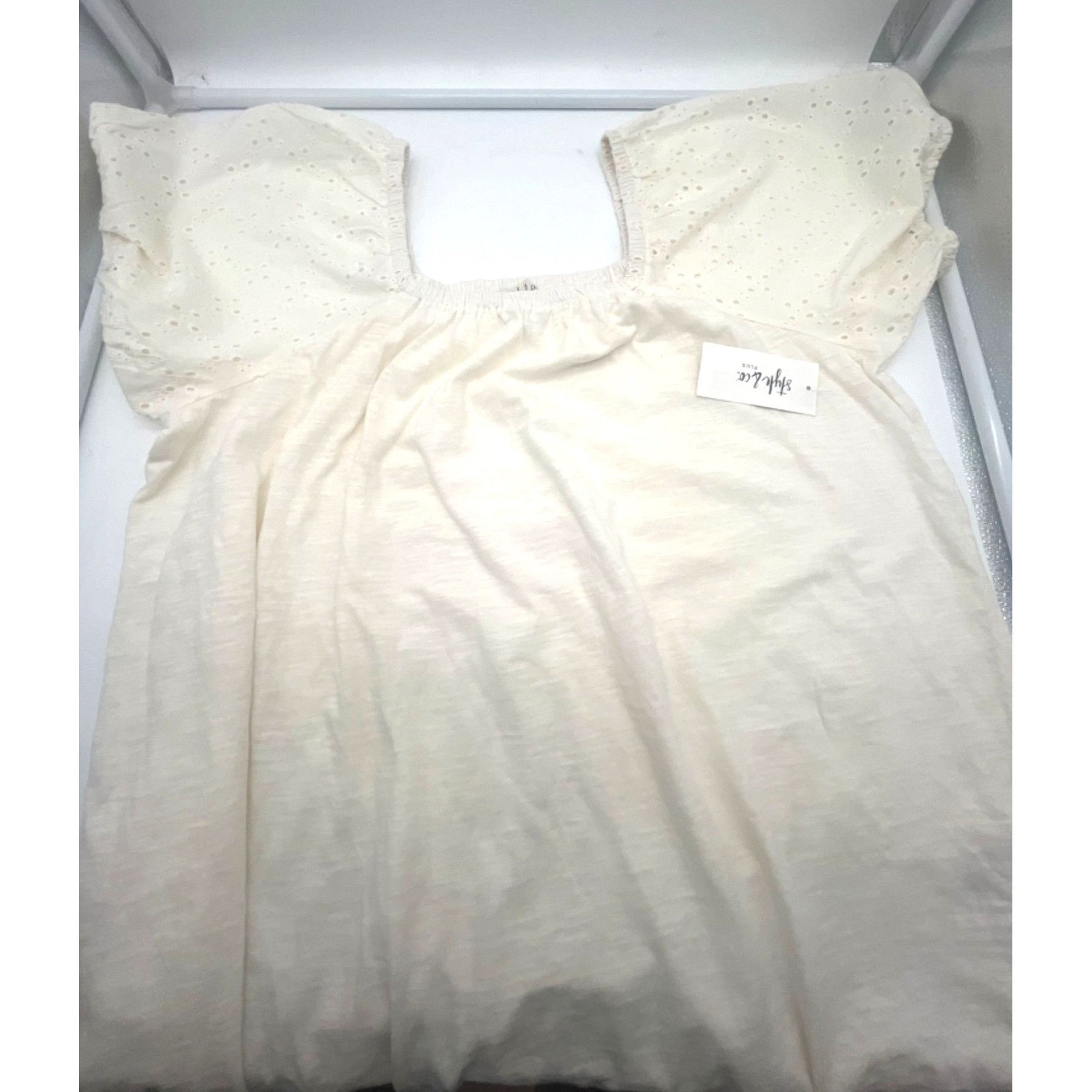 Other Style & Co Plus Size Cotton On Off Shoulder Top, Coconut Cre Size ONE SIZE - 5 Thumbnail