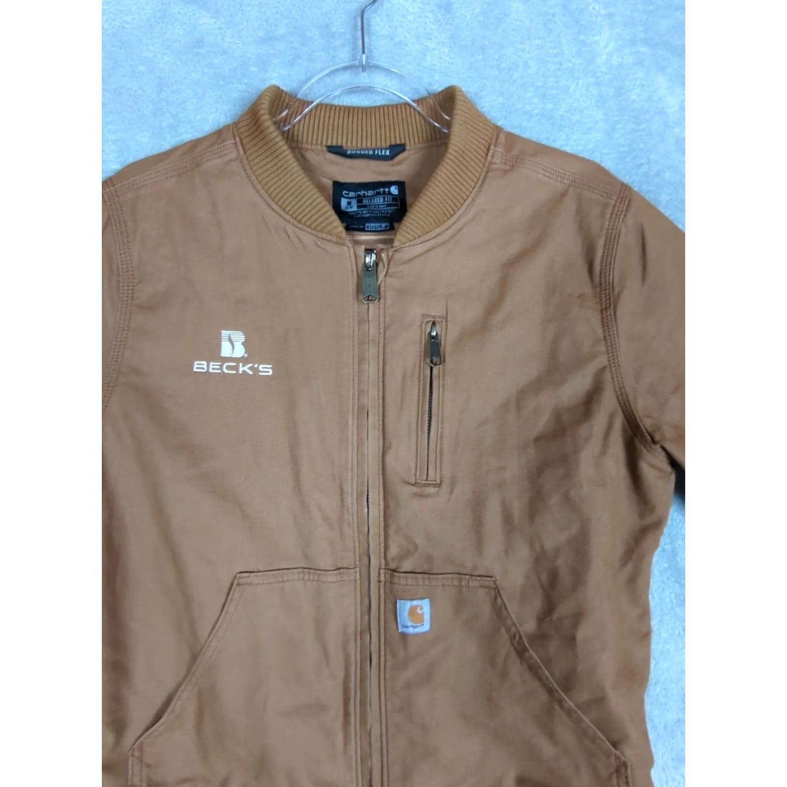 Carhartt Carhartt Women's Bomber Jacket Rugged Flex Crawford Brown Tan M Short Brown Canvas Zip Jacket Size M / US 6-8 / IT 42-44 - 6 Thumbnail