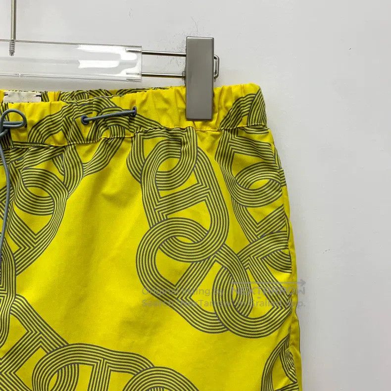 Hermes Hermes Yellow Lock扣Printed Drawstring Casual Shorts Size 24" / US 00 / IT 34 - 3 Thumbnail