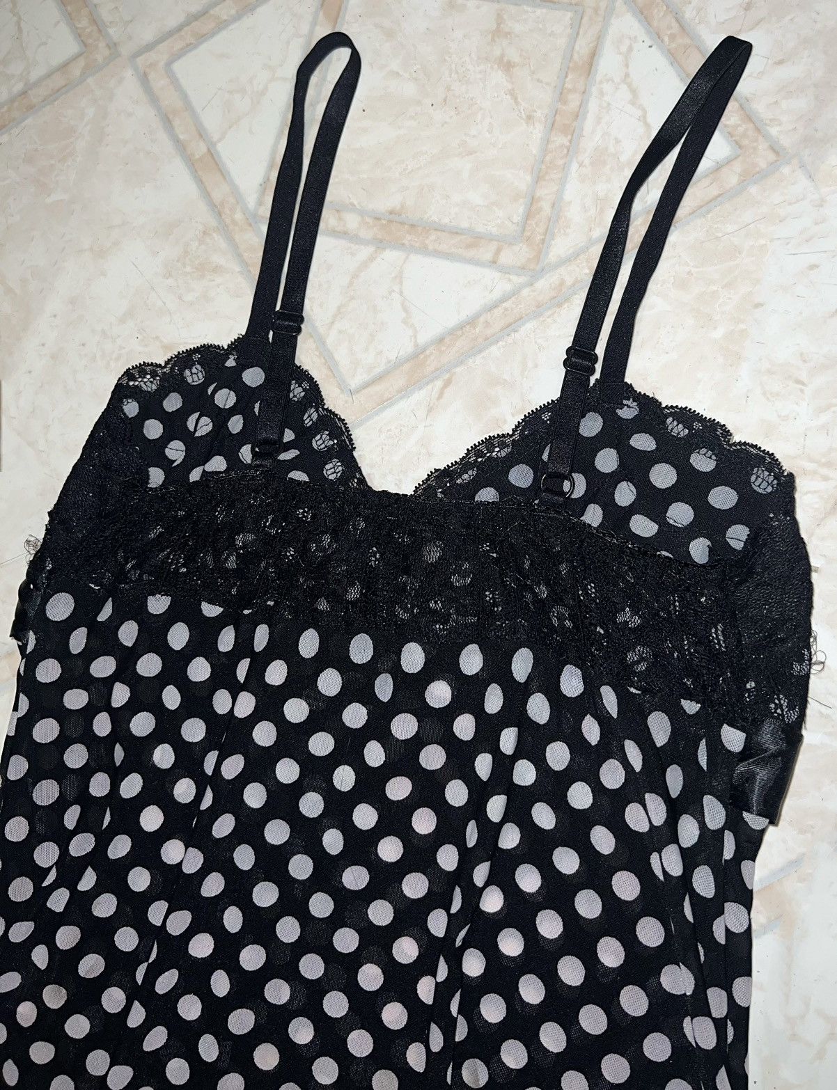 Japanese Brand Vintage Y2K polka dot lace camisole 🖤➕ Size M / US 6-8 / IT 42-44 - 11 Thumbnail