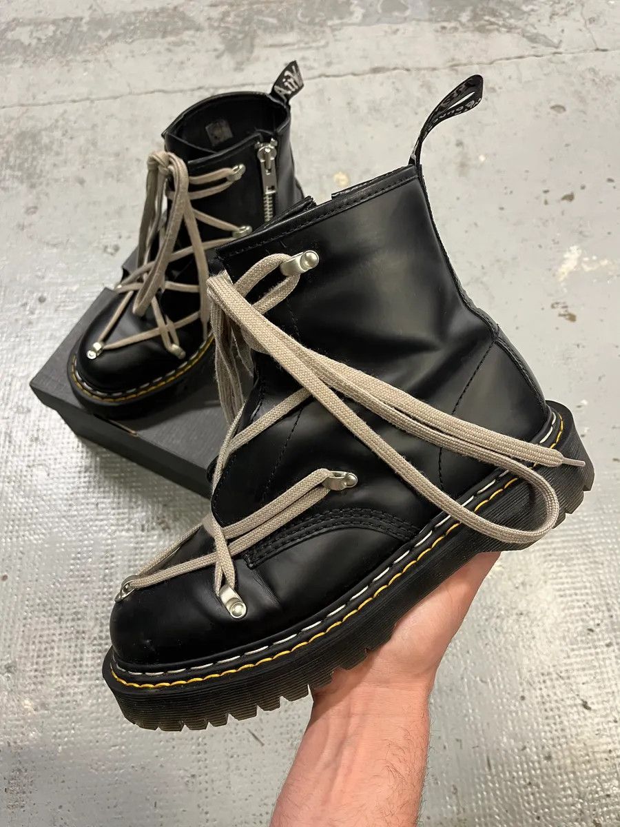 Rick Owens Dr Martens Rick Owens Megalaced Black Leather Combat Boots Size US 9 / EU 42 - 1 Thumbnail