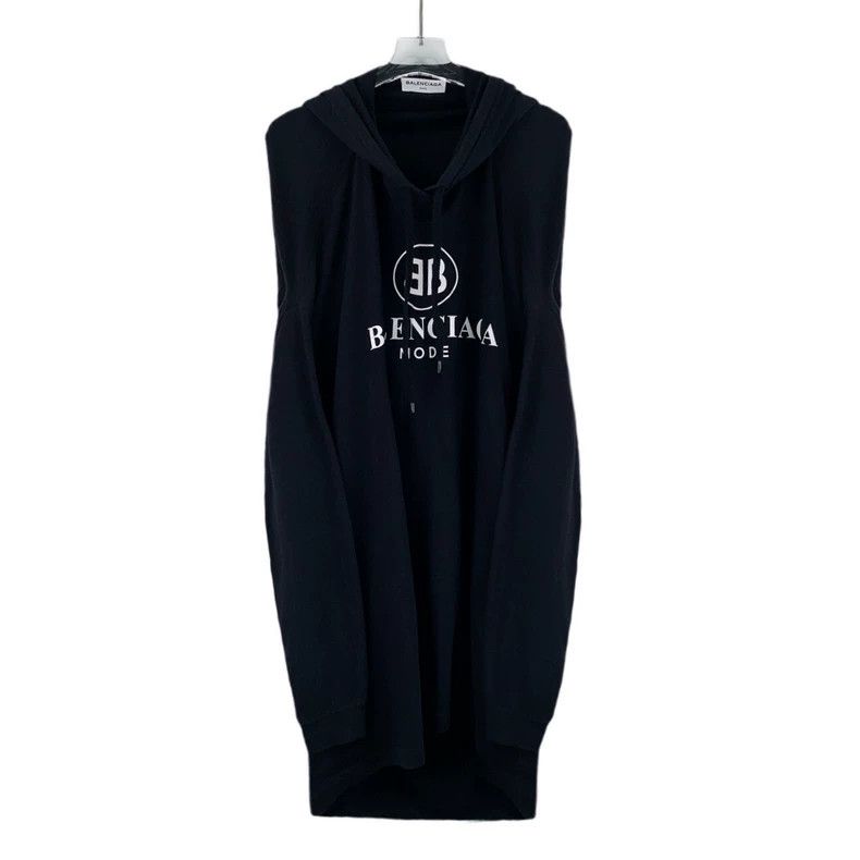 Balenciaga Black logo monogrammed cotton hooded drawstring