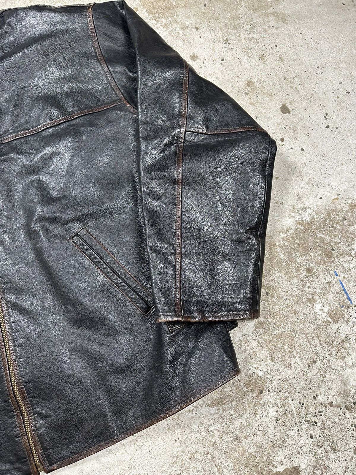 Genuine Leather × Vintage ‼️ Vintage 90s Black Leather Jacket Moto Biker Size US XL / EU 56 / 4 - 4 Thumbnail