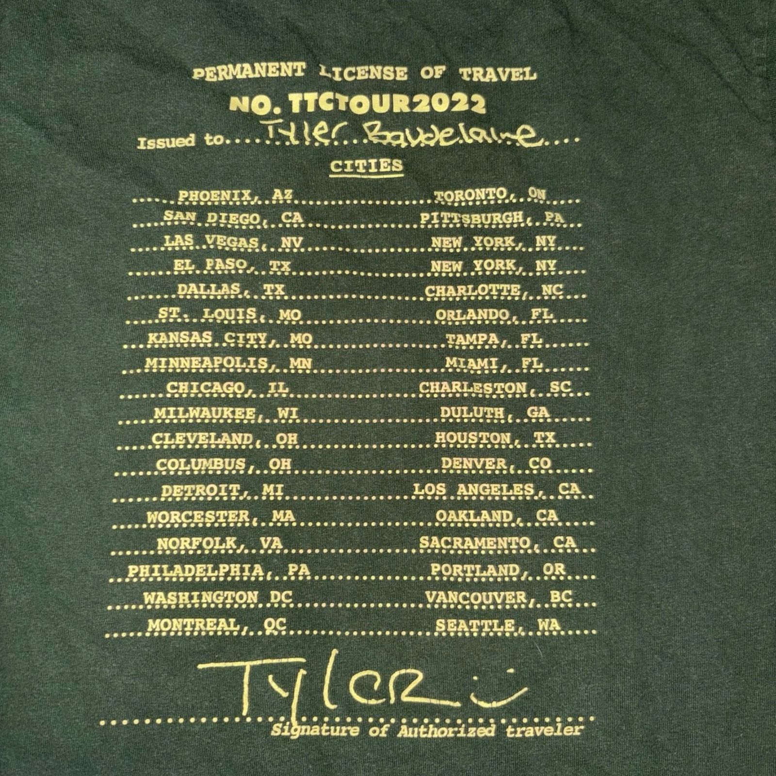 Golf Wang Tyler the Creator golf Wang 2022 tour shirt size large olive Size US L / EU 52-54 / 3 - 4 Thumbnail