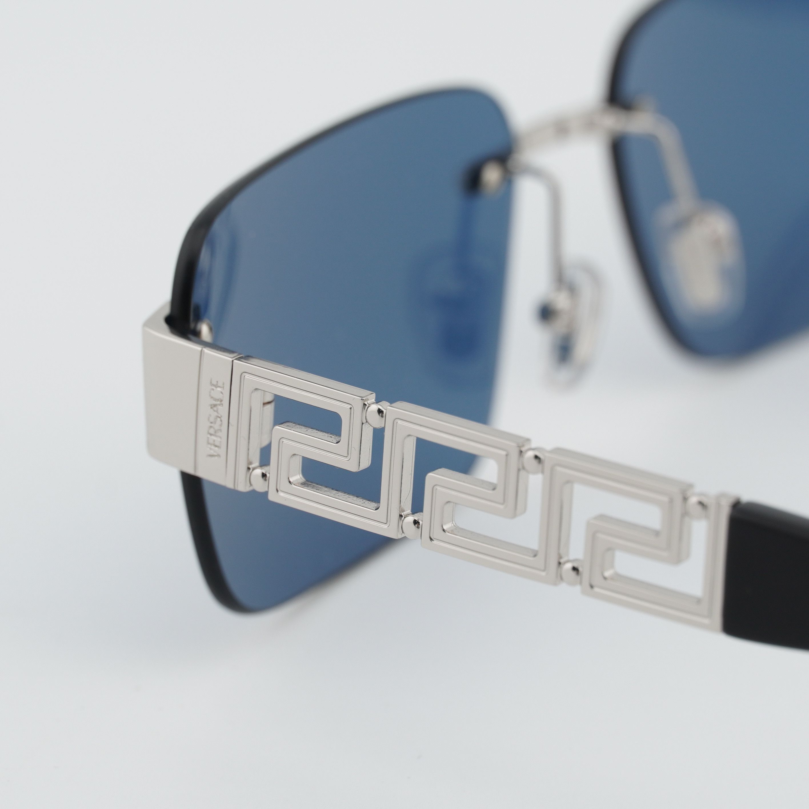 Versace Versace VE2298 1001/80 Sunglasses Silver Rectangle Frame Size ONE SIZE - 2 Thumbnail