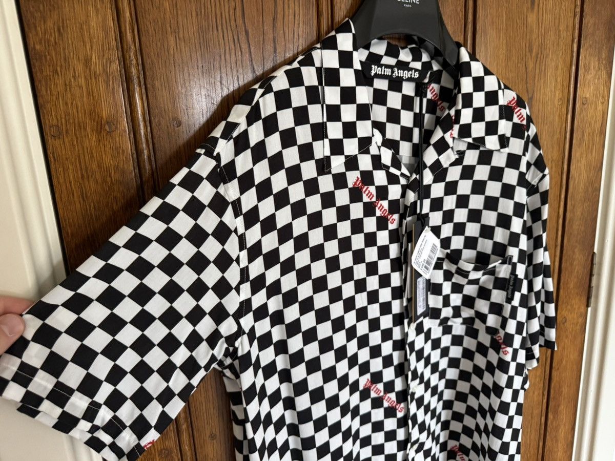 $790 Palm angels checkerboard checker ss hawaiian shirt 52