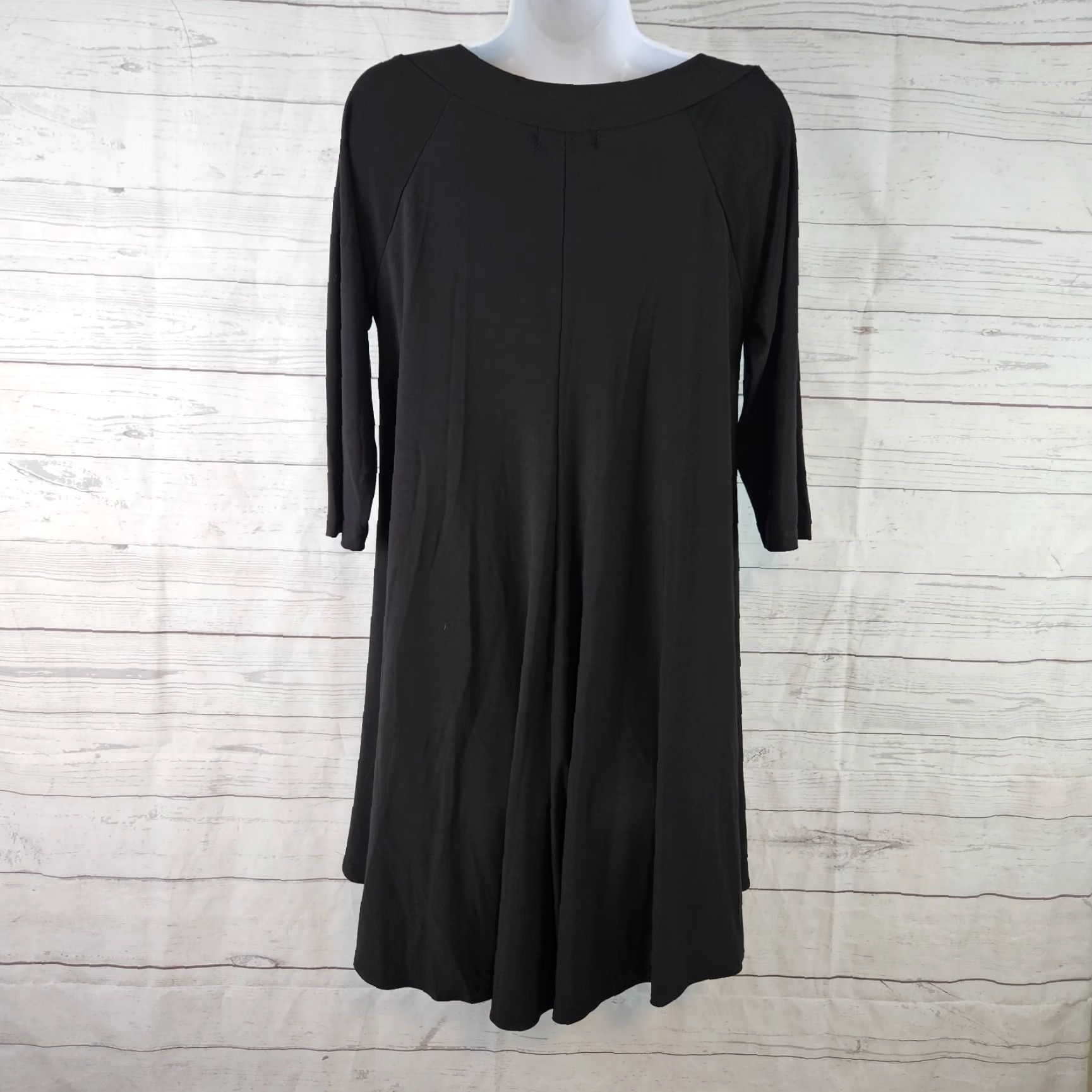 Vintage Sun Kim Womens Tunic M Solid Black 3/4 Sleeve Grommets Shirt Womens Med Black Sun Kim Tunic Size M / US 6-8 / IT 42-44 - 3 Thumbnail