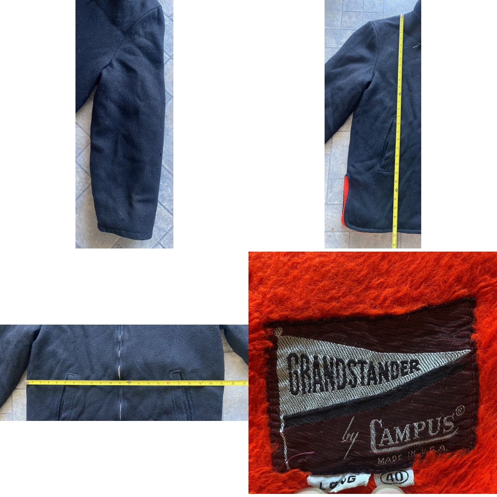 Vintage VINTAGE Grandstander by Campus Black Coat 40 Long Jacket Red Lining USA Made Mens Size US XXS / EU 40 - 8 Thumbnail